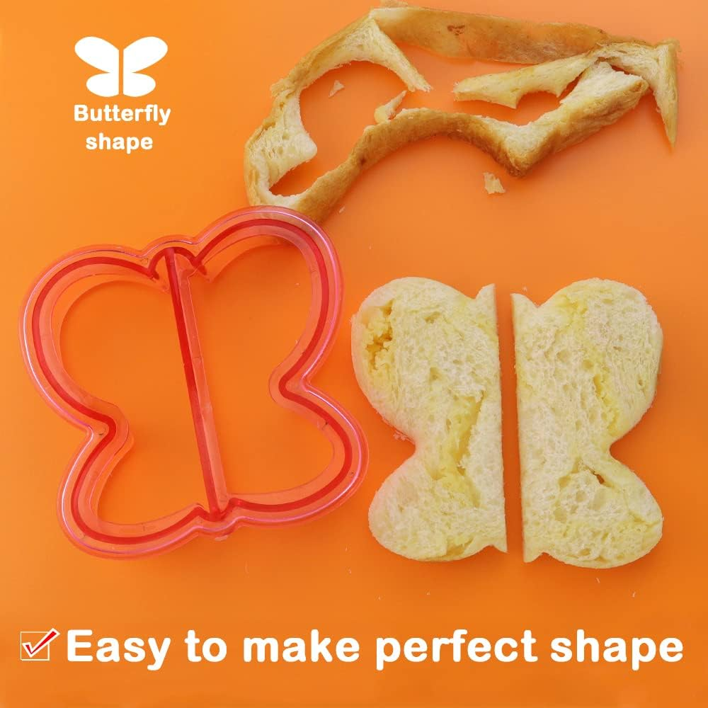 Hengke 3 Pcs Sandwich Mold Sandwich Cutter in Cute Color and Creative Shapes Sandwich Maker Crust Cutter for Kids Boys Girls DIY Lunch Bento Boxes Cookie (Dinosaur & Dolphin & Butterfly Shapes) image number 4