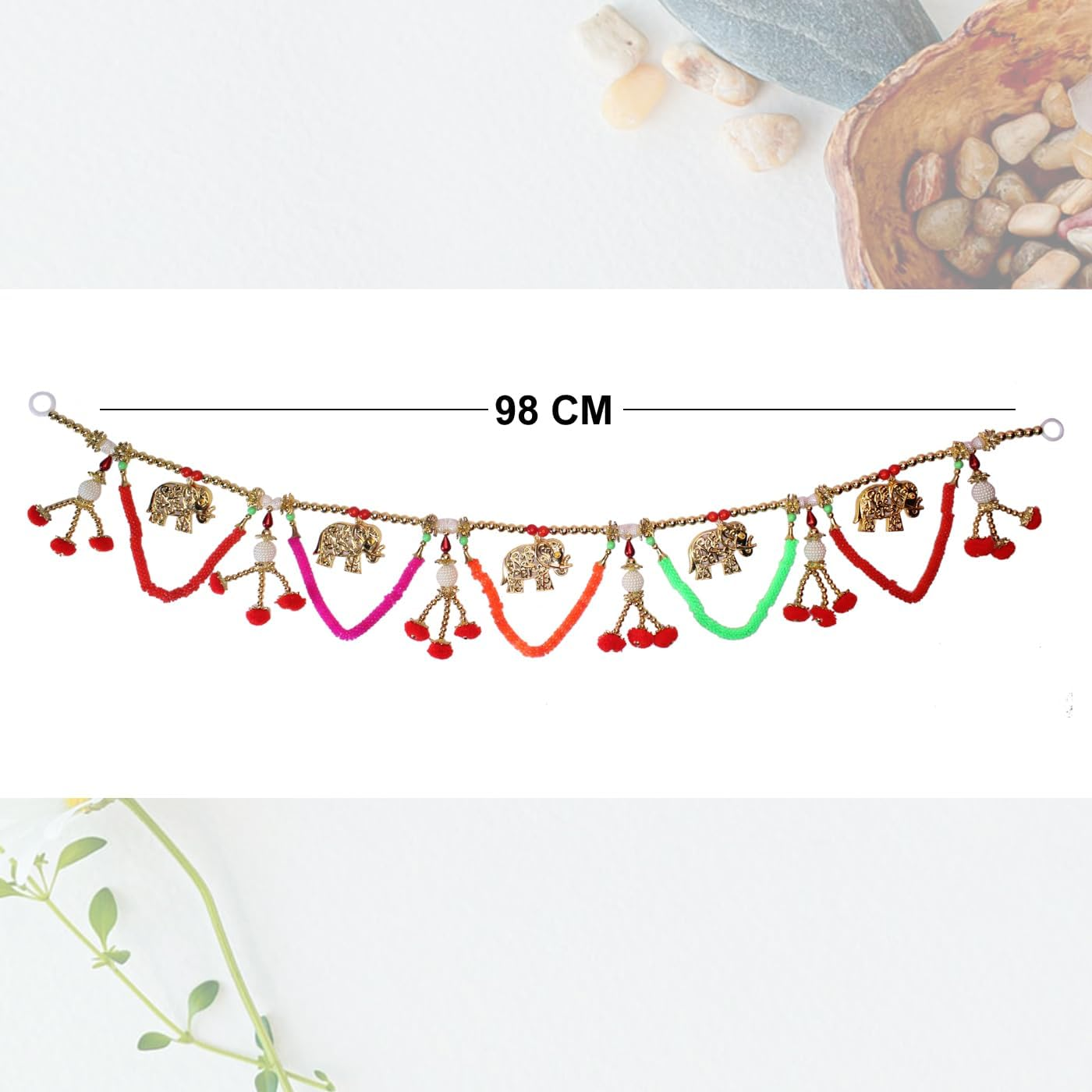 Fully Attractive Main Door Entrance Hanging Toran with Beads and Latkan for Home and Mandir Diwali Festival Decoration image number 2