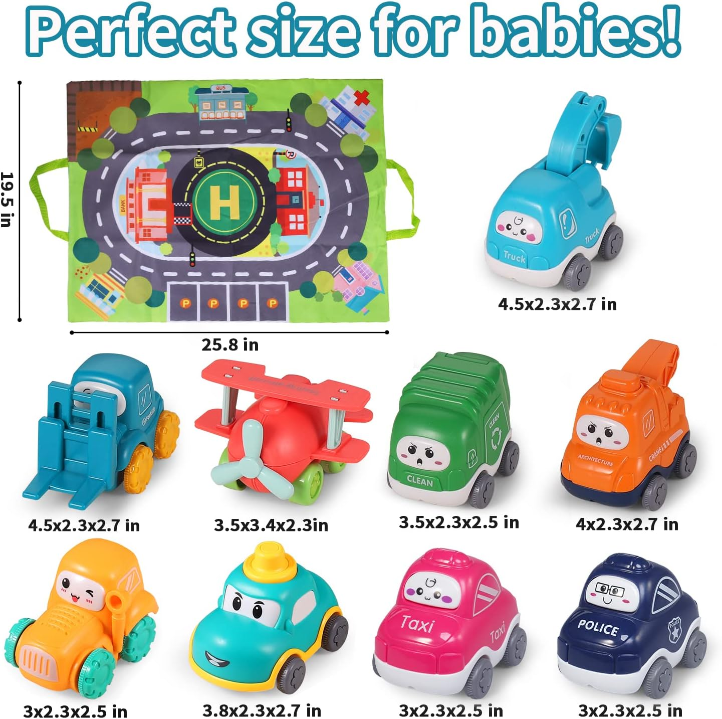 ALASOU 9 PCS Baby Cranes Car Toys with Playmat/Storage Bag|1St Birthday Gifts Toddler Age 1-2|Baby Toys for 1 2 Year Old Boy|1 2 Year Old Boy Birthday Gift Infant Toddlers image number 2