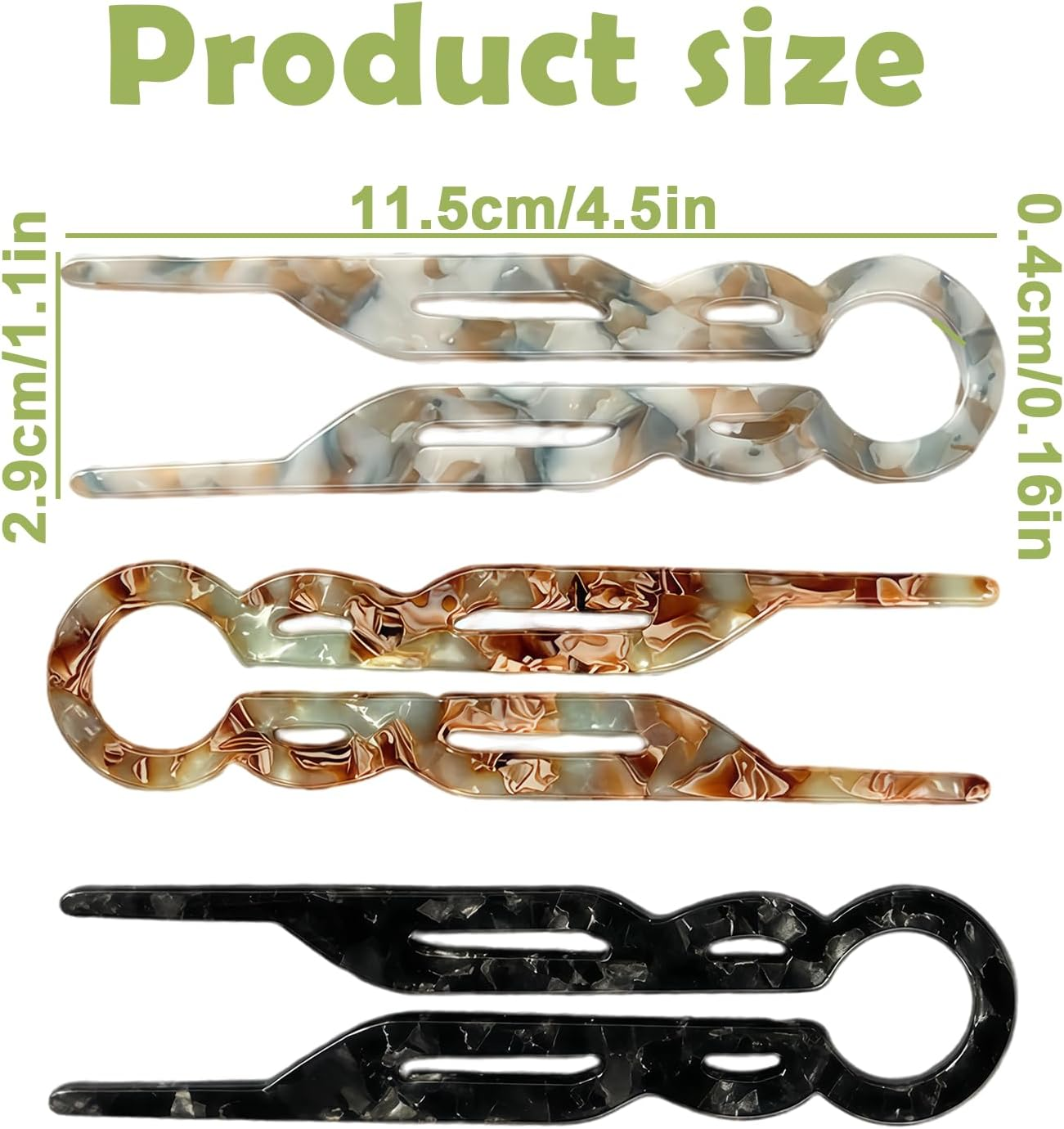 Vymoreon Prestige Lialys Hairpins, 3Pcs U-Shaped Hair Clips for Women and Girls