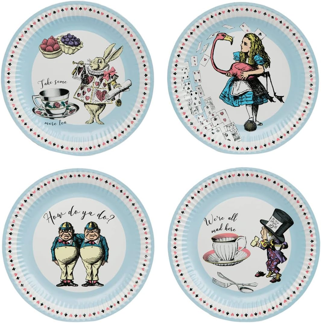 Talking Tables Alice in Wonderland Party Decorations & Tableware for 16 Guests | Mad Hatter Double Sided Bunting ,Paper Plates, Napkins, Cups, Table Cover for Birthday, Afternoon Tea Baby Shower, By image number 4