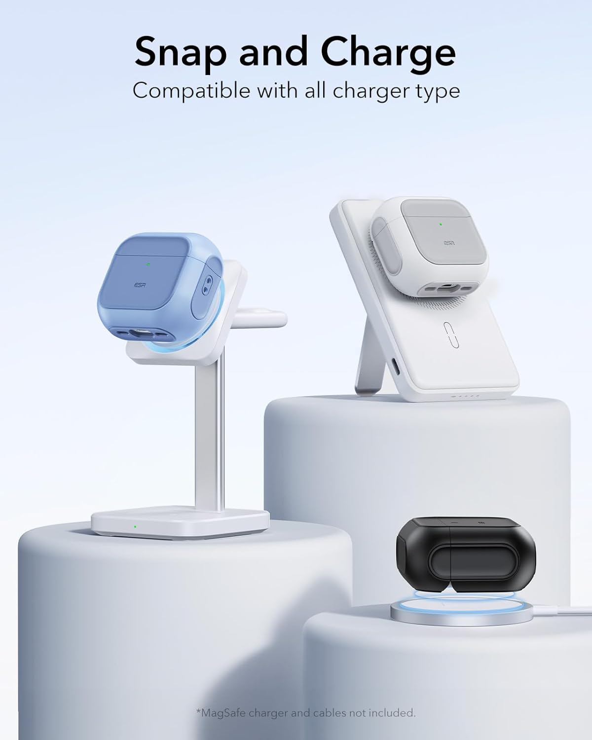 ESR for Airpods 4 Case, Compatible with Airpods 4Th Generation Case (2024) (USB-C), Compatible with Magsafe, Drop Protection Cover with Lanyard, Magnetic Lid Lock, Orbit Hybrid Case, Black image number 6