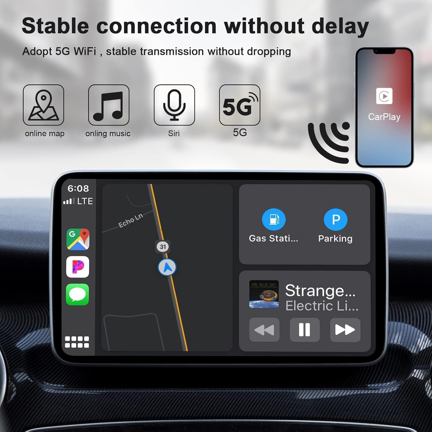 Wireless Carplay Adapter 2-In-1 for Iphone & Android - Plug & Play Mini USB Dongle, 5Ghz Wifi Auto Connect, Stable Bluetooth Connection Fit 98%+ Cars with Upgrade Wired Carplay to Wireless image number 5