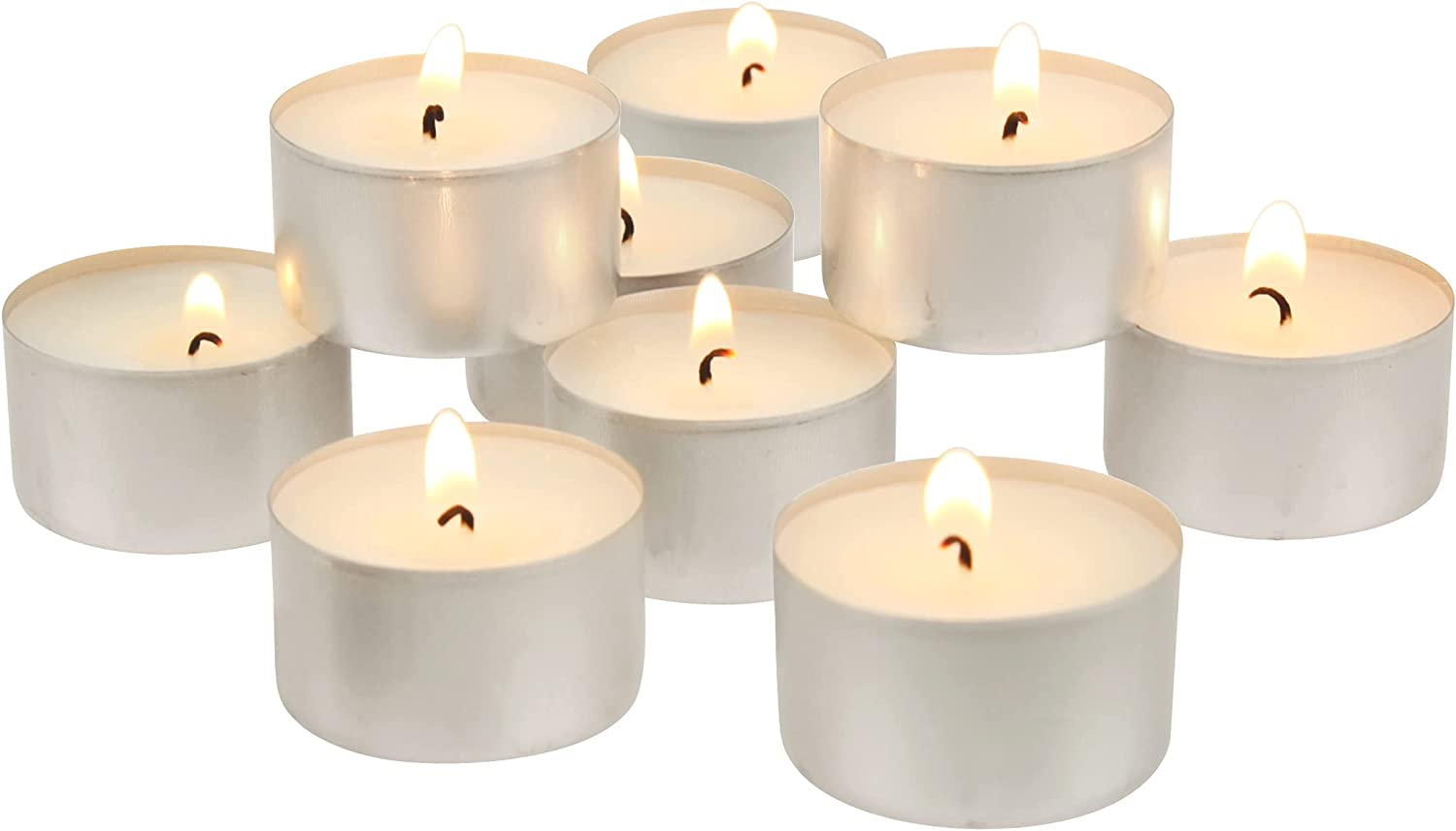 Stonebriar DTL-100-8 Long Burning Tealight Candles - White - Unscented - 100 Pack, White, 200 Pack (6-7 Hour) image number 3