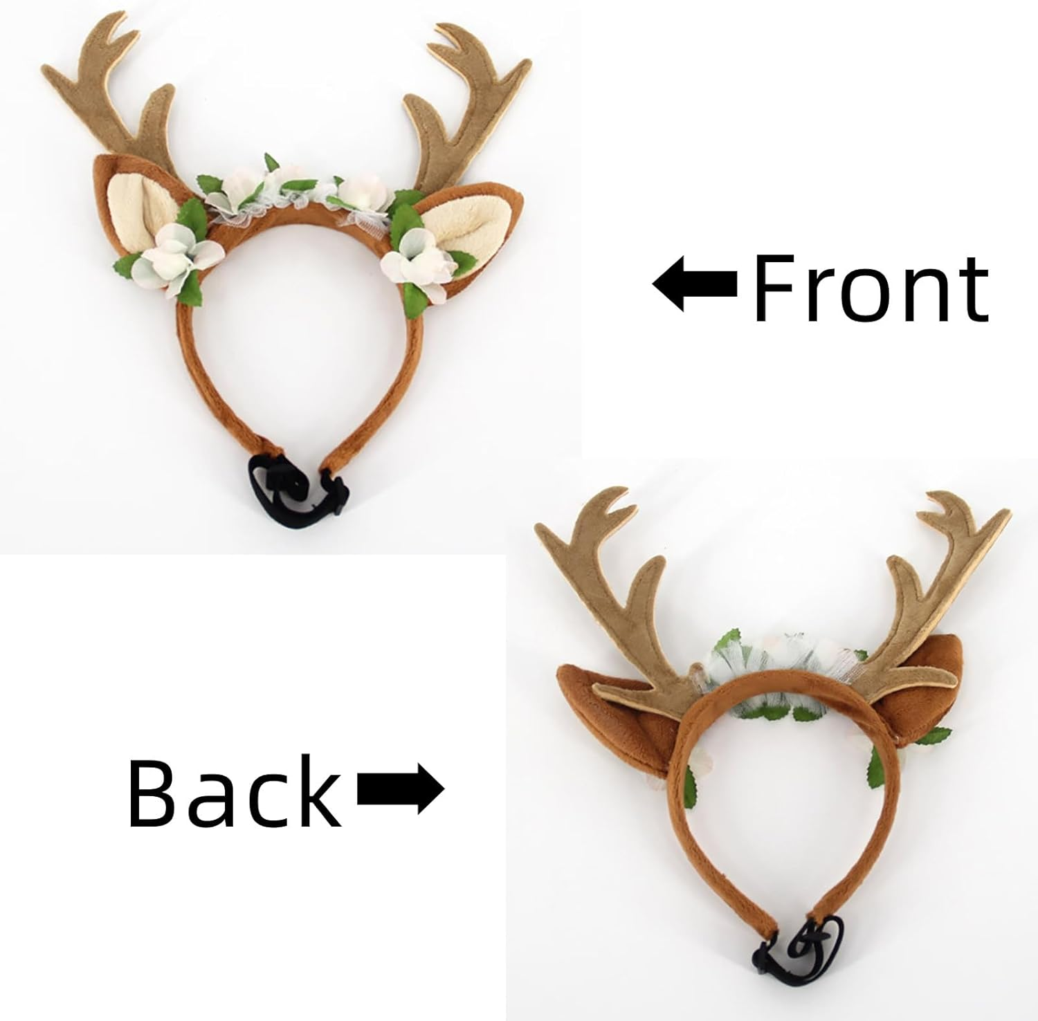 Adjustable Christmas Pet Deer Antlers Headbands Dog Reindeer Head Band Elk Headwear Cosplay Costume for Cat Puppy Pet &hellip; (Floral, L) image number 4