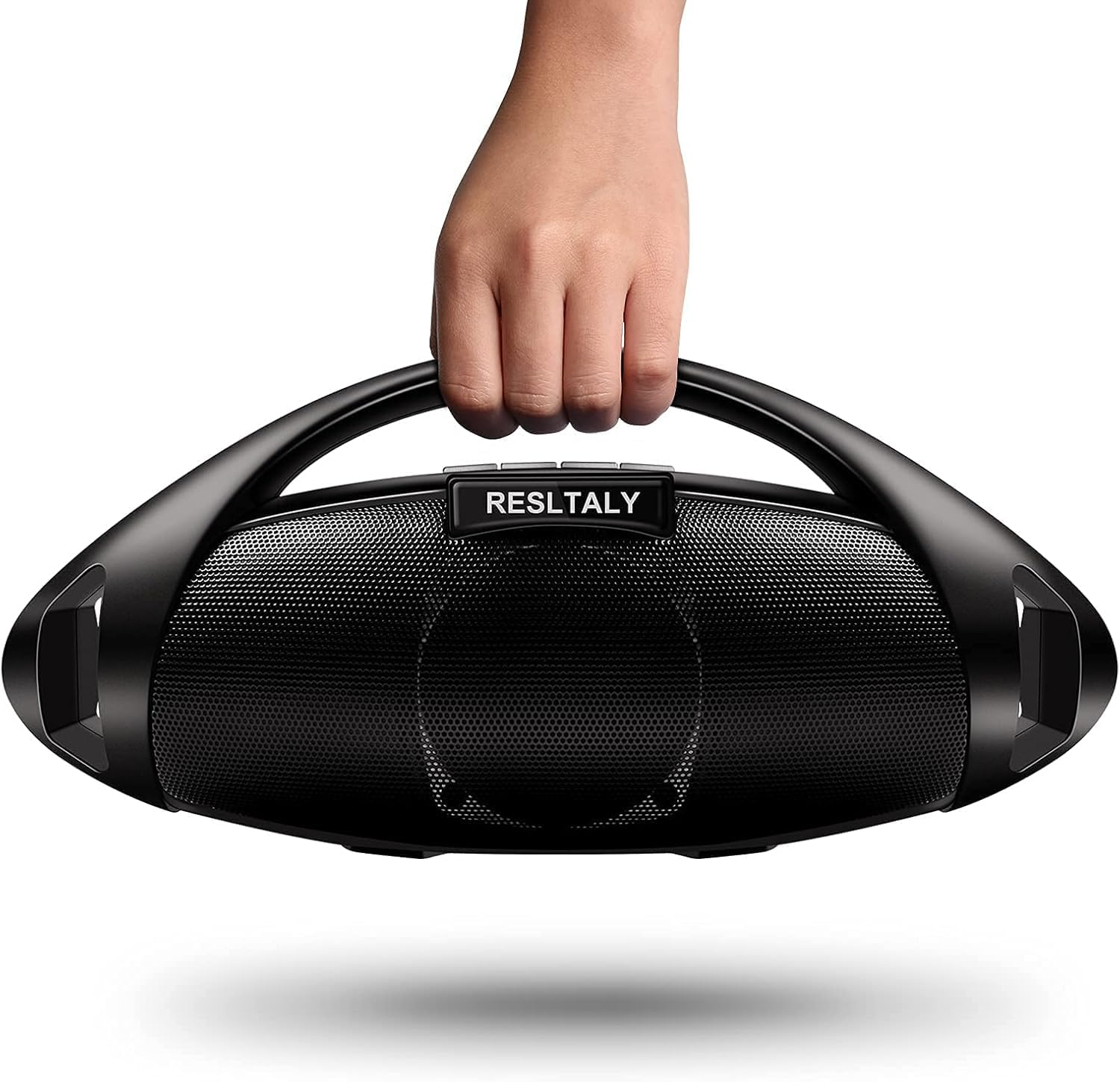 RESLTALY Bluetooth Speaker with FM Radio, 10W High Power Output, 5.0 Bluetooth, 2800Mah Battery, 16-Hour Playtime, Quick Charge, Enhanced Bass, Indoor Outdoor Use (Black)