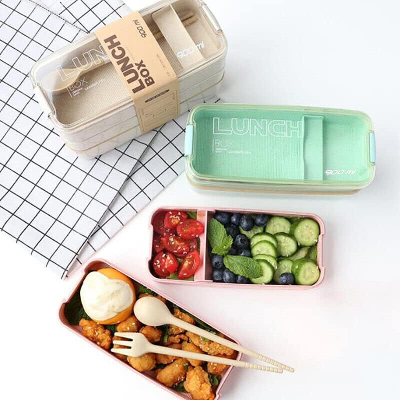 AIMALL Bento Box 3-Layer Students Lunch Box Eco-Friendly 900Ml Food Container, for Kids & Adults