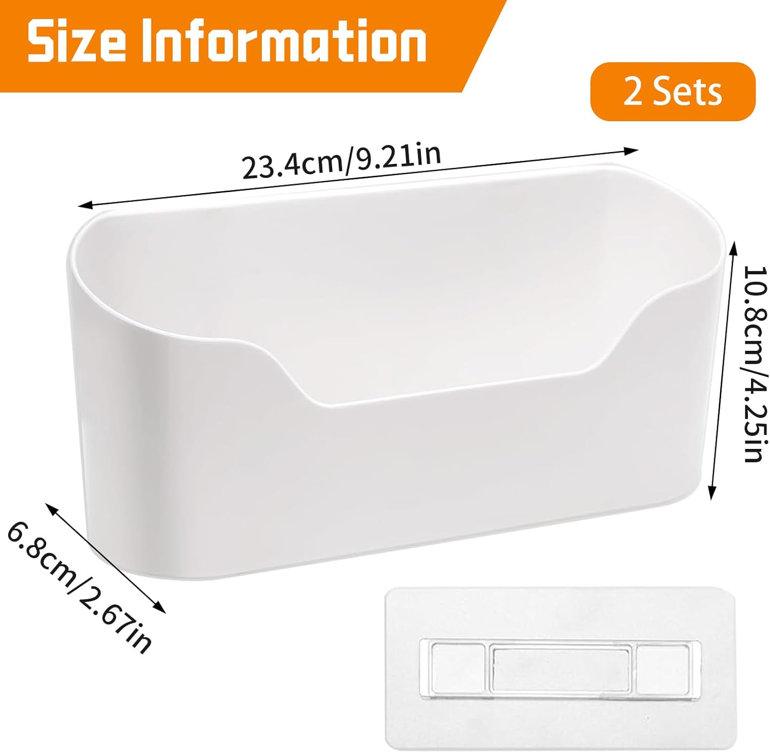 2 Pcs Cabinet Door Organiser with 2 Adhesive Pad, under Sink Plastic Organizer, No Drilling File Holder for Mail Magazine, Self Adhesive Wall Mounted Storage Box for Bathroom, Pantry, Office, Kitchen image number 3