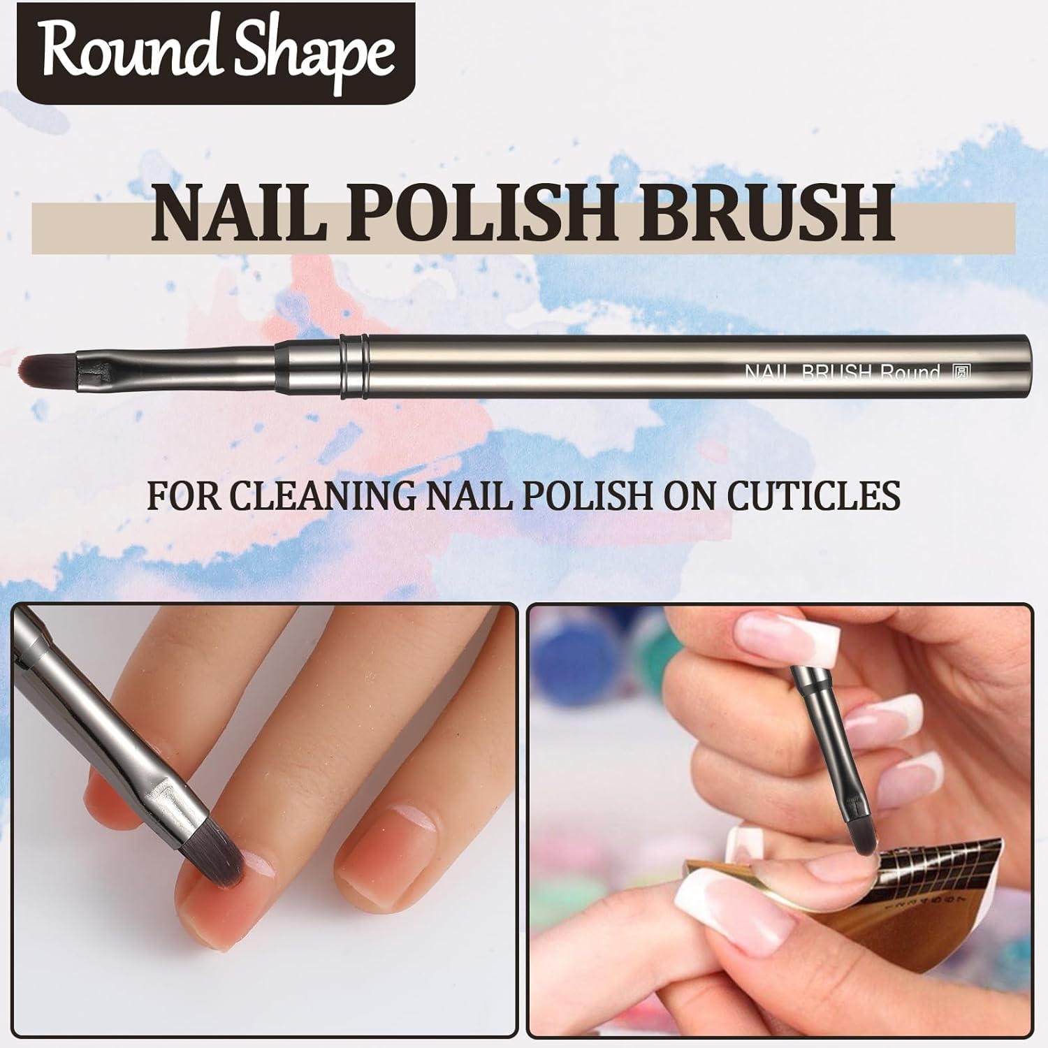 Nail Clean up Brushes, 3 PCS Acetone Resistant Nail Polish Remover Pen Painting Design with Flat/Oval/Fine Angled Gel Nail Brush, Nail Art Brush for Cleaning Nail Polish Mistake on the Cuticles(Brown) image number 3