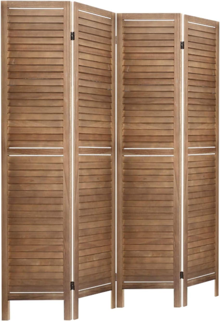 Artiss 4 Panel Room Divider, Folding Wooden Privacy Portable Screen Shelf Dividers Partition Wall Screens Home Pet Child Indoor Balcony Bedroom Furniture, Separator Water-Resistant Brown image number 3