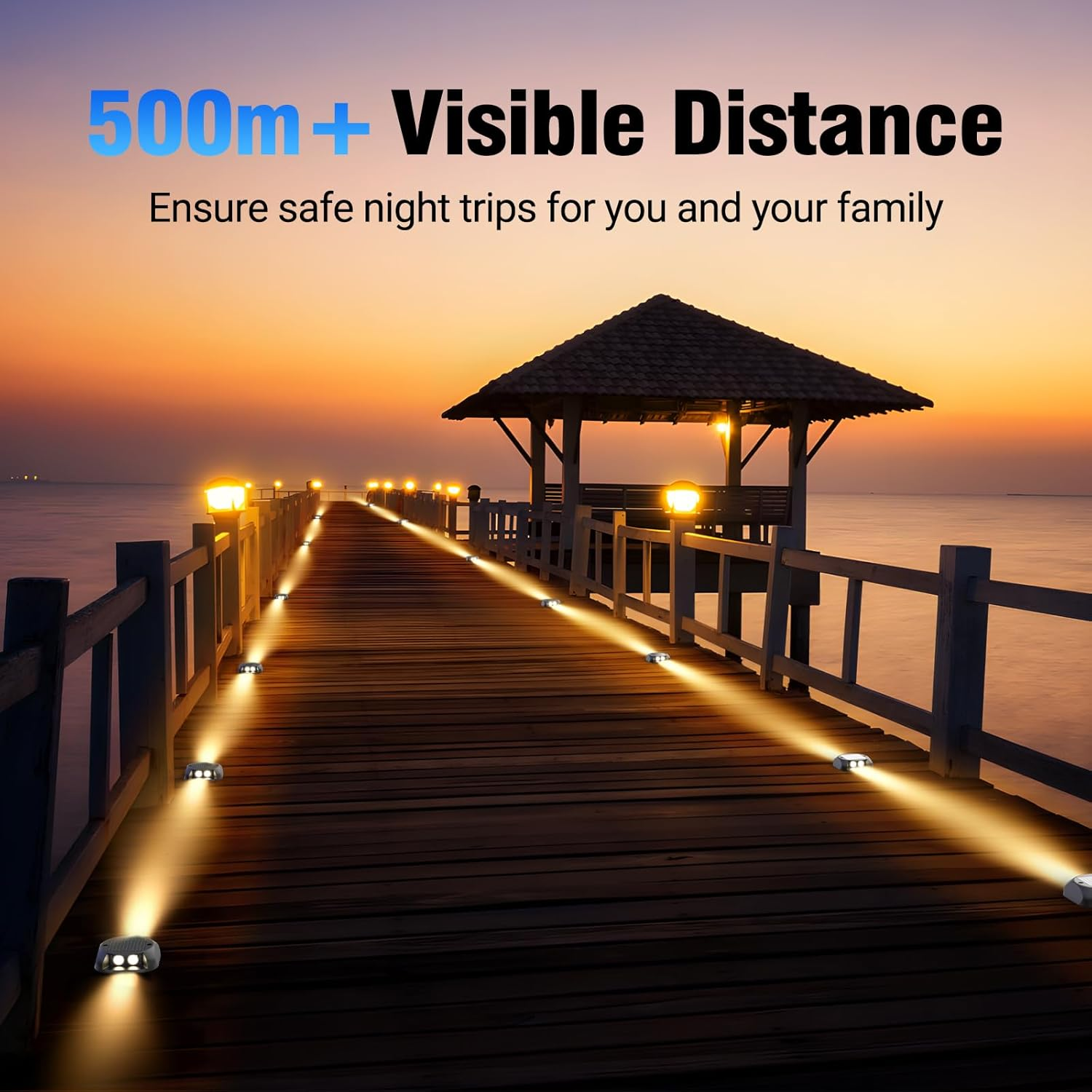 Quntis 4Pack Solar Lights for Deck Steps, Two-Way LED Dusk to Dawn Stair Lights, IP65 Waterproof Outdoor Solar Lights for Garden Pathway Lawn Patio Walkways Sidewalk Front Door Driveway, Warm White image number 5