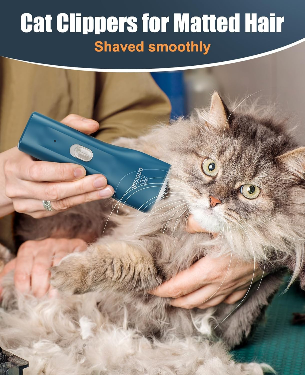 Oneisall Pet Clipper for Cat Matted and Long Hair - Quiet Cordless Shaver with Pet Hair Clippers image number 4