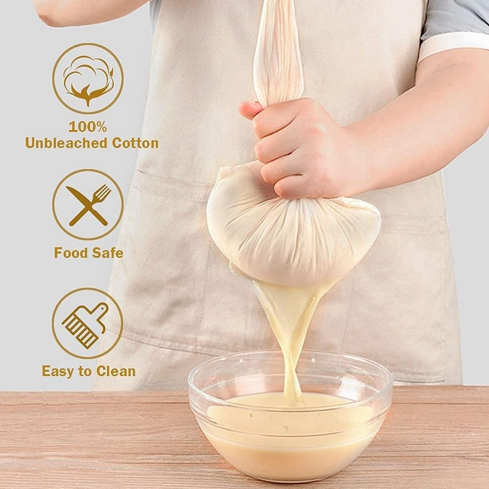 12 Pack Cheeseclothes, Unbleached Pure Cotton Muslin Clothes Soft Square Cheese Clothes for Cooking, Straining, Baking image number 3