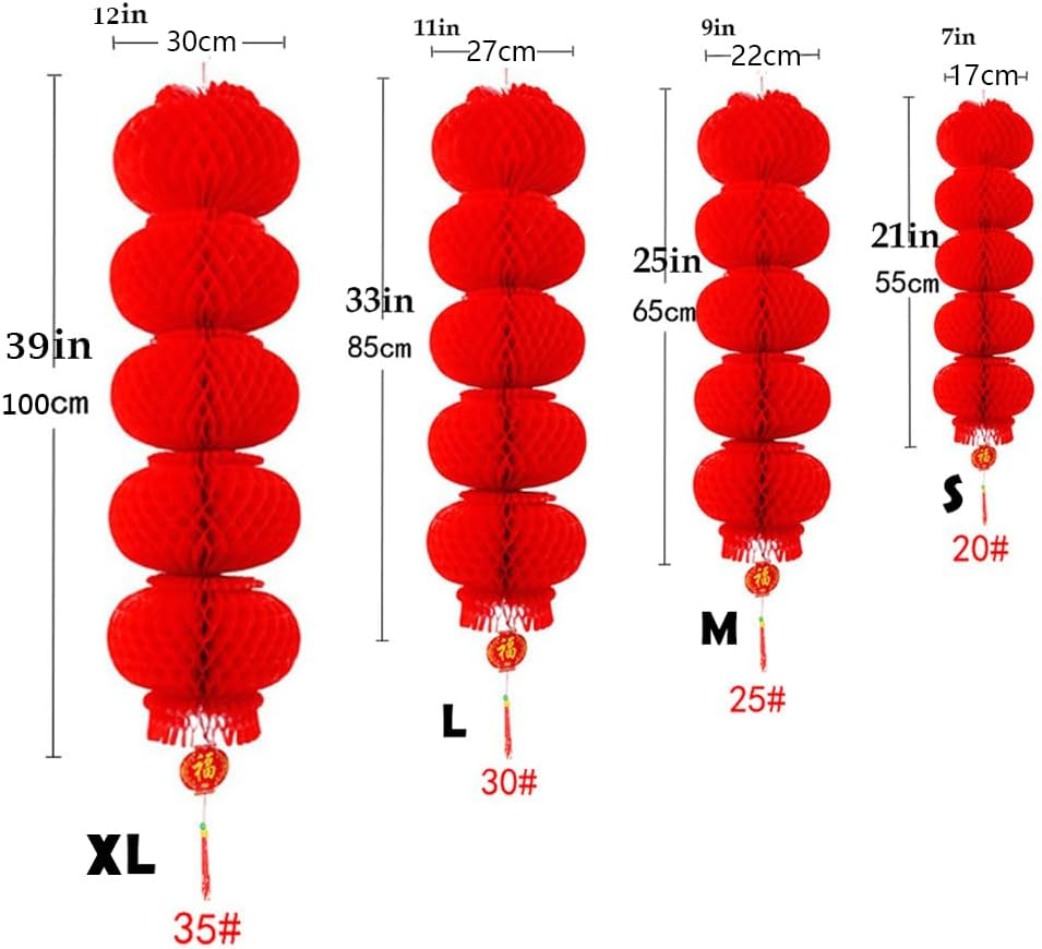 39 Inch 4 Strings 20 PCS Chinese Style Red Lantern String Lanterns Decoration for Chinese New Year Spring Festival Mid-Autumn Festival Christmas Patio Garden Parties Decoration, X-Large image number 5