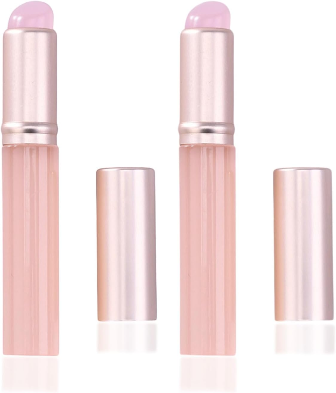 KGDUYC 2 Pieces Lip Brush Silicone Silicone Nail Brush, Ombre Nail Brush, Silicone Nail Tools, Reusable Silicone Chrome Applicator for Nails, with Protective Cap Manicure, Pink image number 3