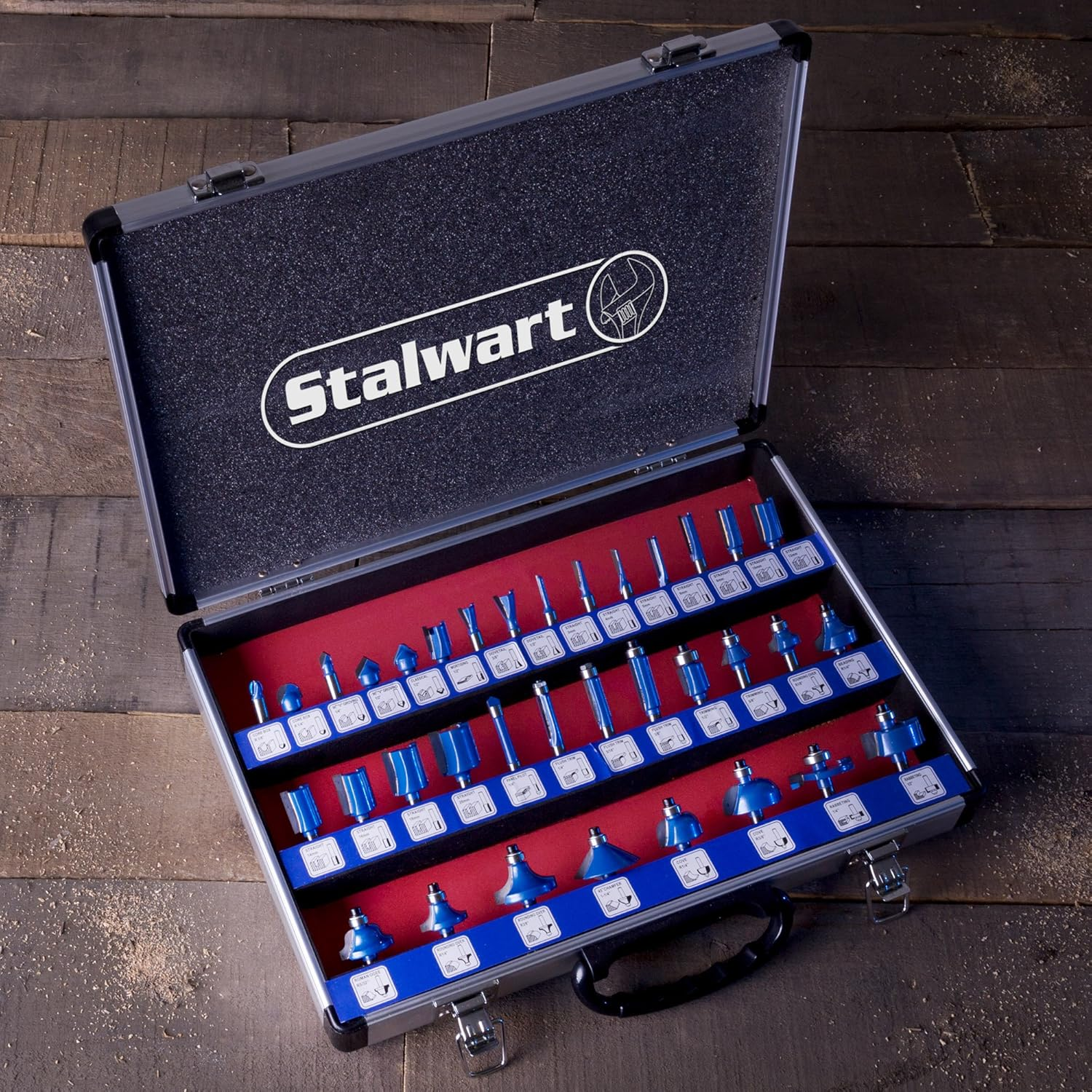 Stalwart 35-Piece Router Bits Set - Carbide Woodworking Tool Kit for Home Improvement - Includes Allen Wrench and Aluminum Carrying Case By image number 1