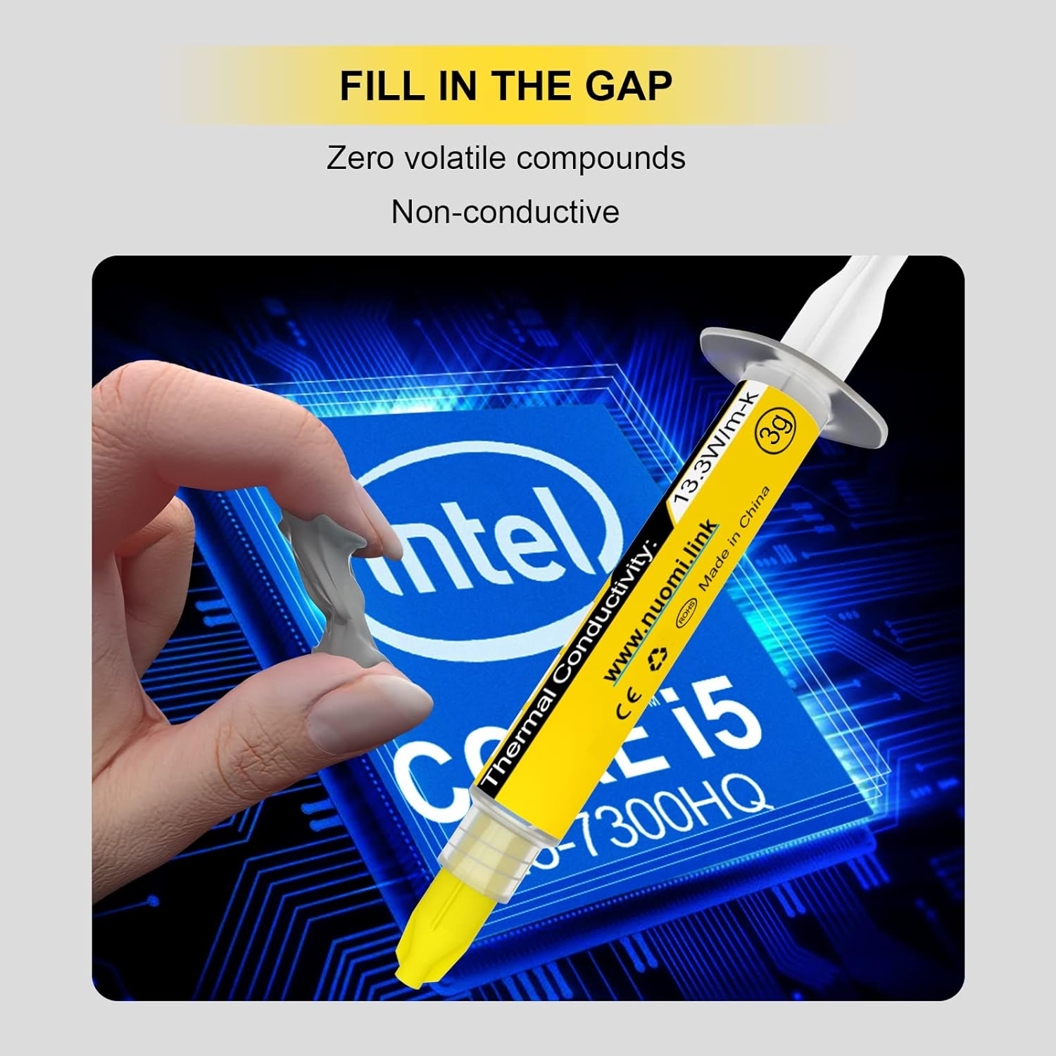 JLJ Thermal Paste, 3 Grams CPU Paste Thermal Compound Paste Heatsink for Ic/Processor/Cpu/All Coolers, 13.3W/M.K Carbon Based High Performance, Thermal Interface Material, CPU Thermal Paste image number 4