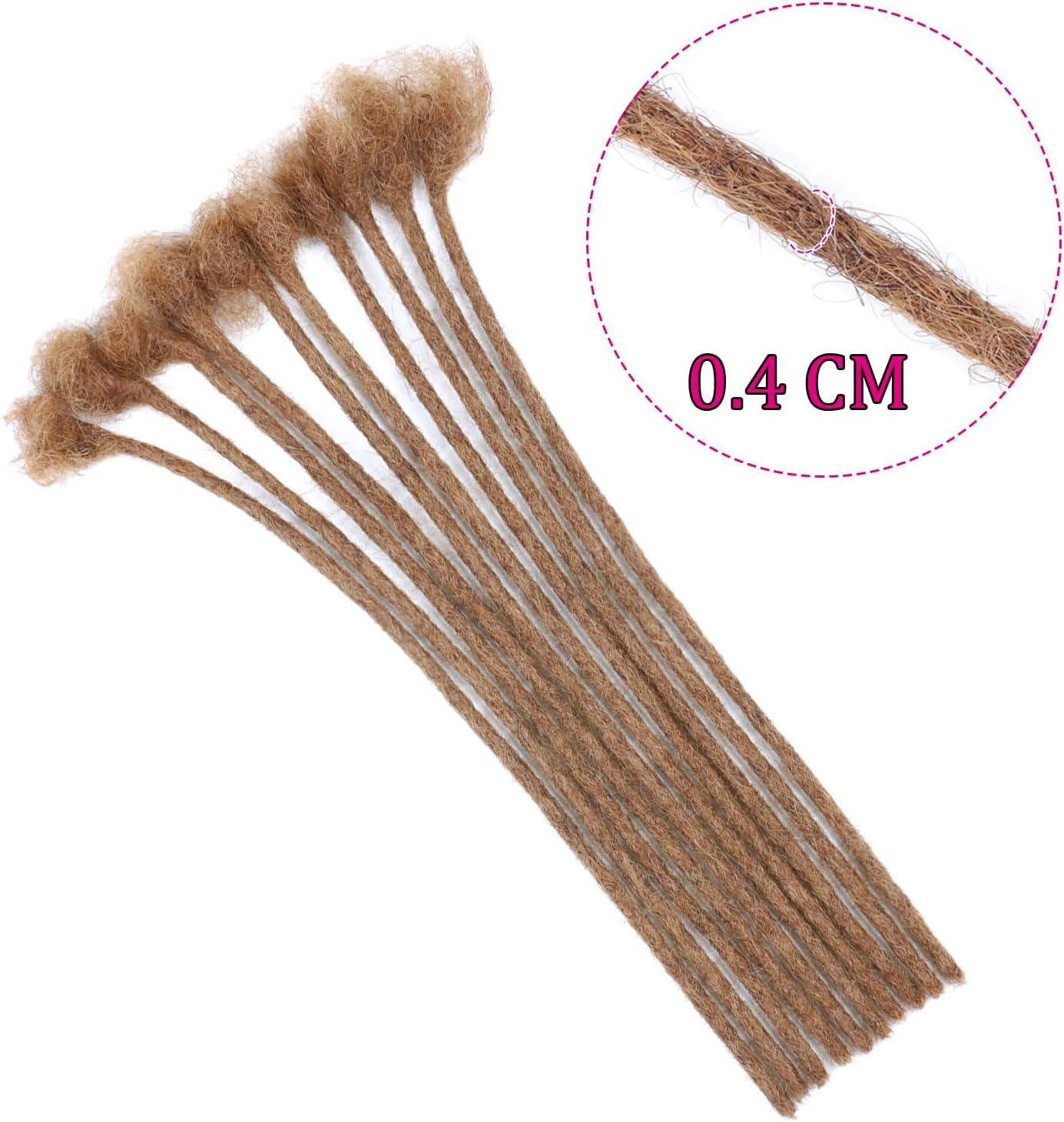 Huarisi 12 Inch Human Hair Dreadlocks Extensions for Black Women Pre-Colored Afro Kinky 10 Strands 0.4Cm Brown Real Hair Handmade Loc Extensions Permanent for Men Color 30 Will Not Fade image number 5