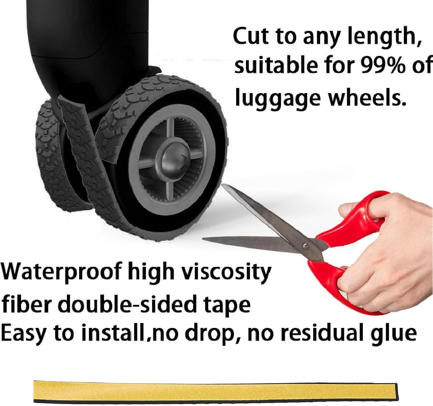 Suitcase Wheels Covers, Easy Installation Scratch Resistant Luggage Wheel Protectors Thick Tire Texture 8Pcs Noise Absorbing for Beach for Slope (Black) image number 6
