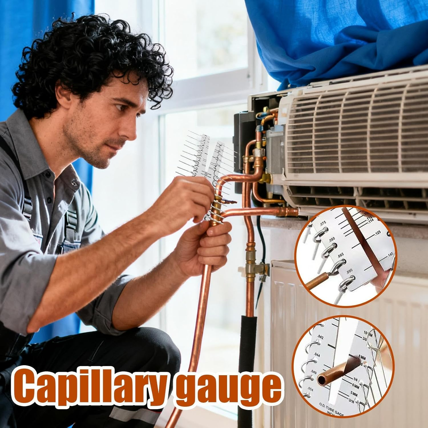 Capillary Tube Gauge, Metric Imperial Measuring Tool, inside outside Diameters Pipe Ruler, for Hydraulic Pneumatic Industrial Machinery Refrigeration Unit HVAC Technician Engineer Mechanic image number 2