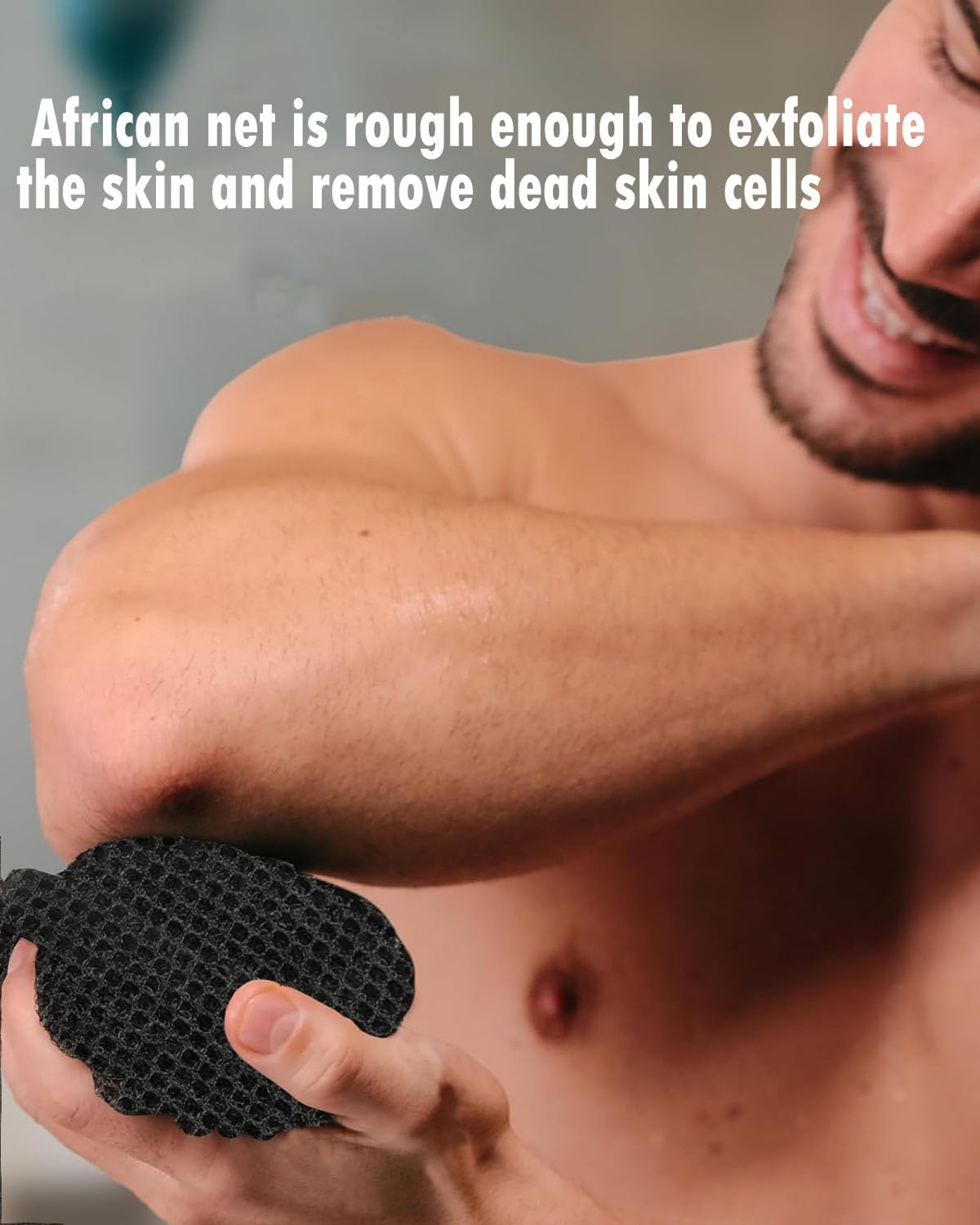 African Exfoliating Net Sponge, 33 Inch Long Bathing Sponge Shower Body Scrubber Net for Back Skin Smoother, Daily Use (Black/Blue/Brown/Yellow/Pink/Purple)