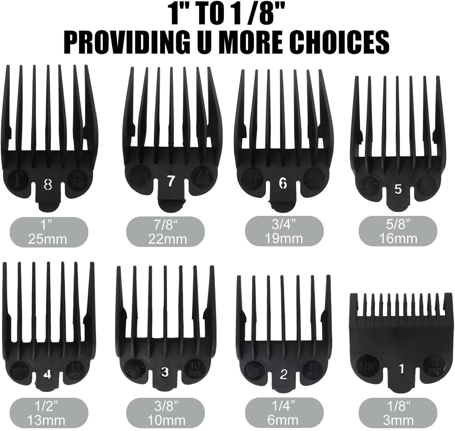 Hair Clipper Guards - 8 Piece Professional Grade Set #1-8 (1/8" to 1") | Universal Replacement Guides for Wahl Clippers & Hair Trimmers Wahl Hair Clippers image number 4