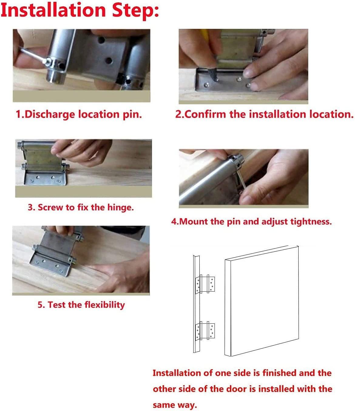 2 Pairs (4Pcs) 3Inch Double Action Spring Hinge Stainless Steel Cafe Saloon Door Swing Self Closing Black with Screws