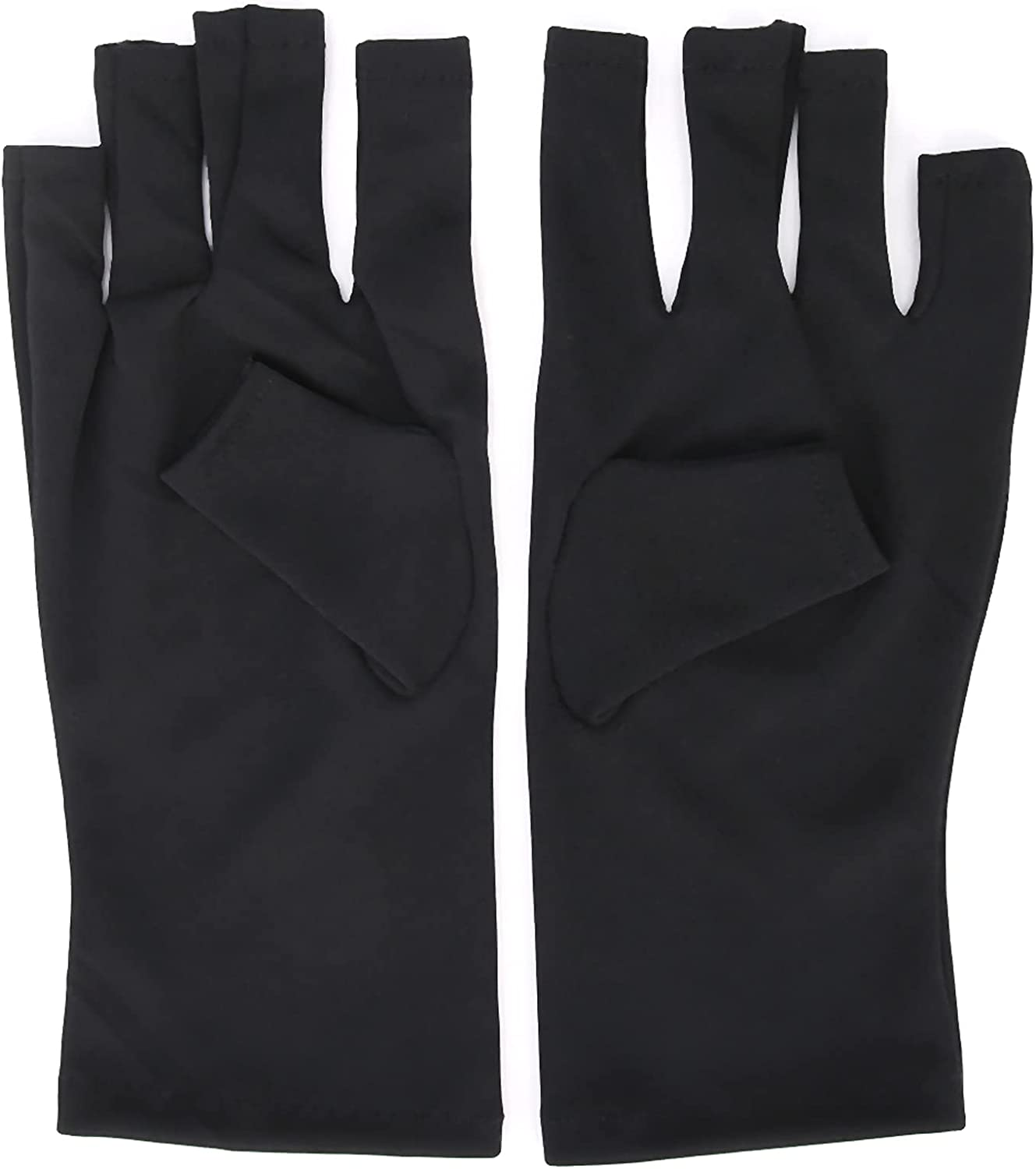 UV Protection Nail Art Gloves, Nail Art Skin Care Glove Polyester UV Resistant for Driving for Canoe for Hiking(Black) image number 5