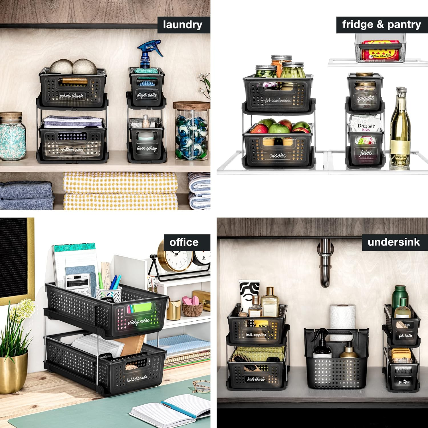 Madesmart Nested Two Tier Dividers under Sink Organizer, 2, Case Pack of 4, Carbon image number 2