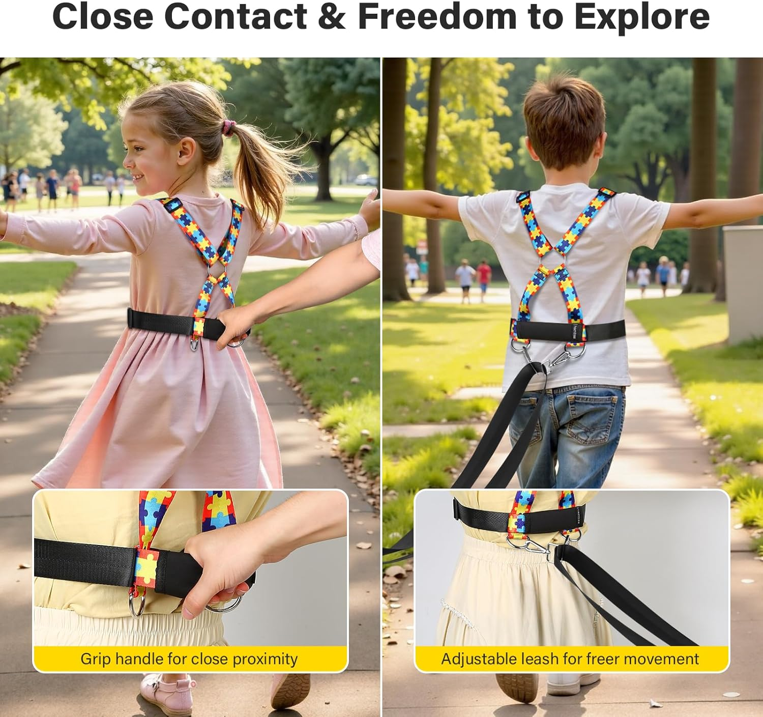 Safety Harness Leash for Kids with Autism, Special Needs and Older Children Ages 6-12 | Adjustable Teens Walking Harness with Grab Handle and Tether | Keep Active ADHD/ASD Autistic Kids Safe image number 5