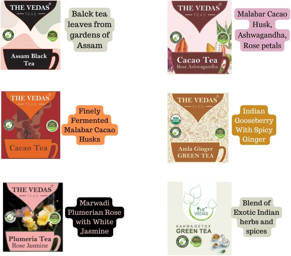 The Vedas Book of Tea Gift Set | Assorted Tea Bags | 12 Exotic Blends | 4 Units of Each Variety, Net 48 | Mother'S Day | Hamper image number 4