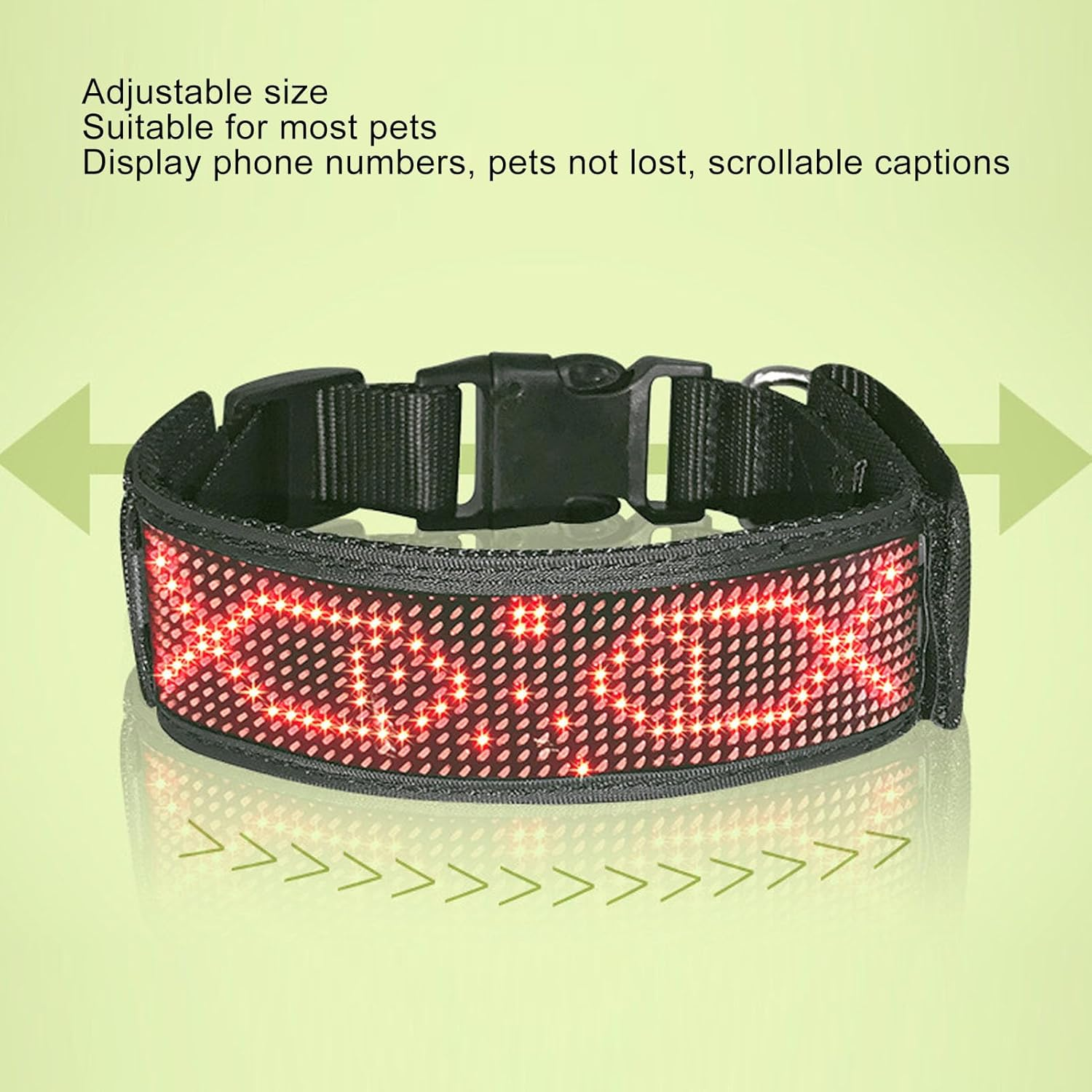 Programmable LED Collar with Connection, Rechargeable, Stylish Design, High Visibility Compatible with for Ios for Android, App Programmable (Red)