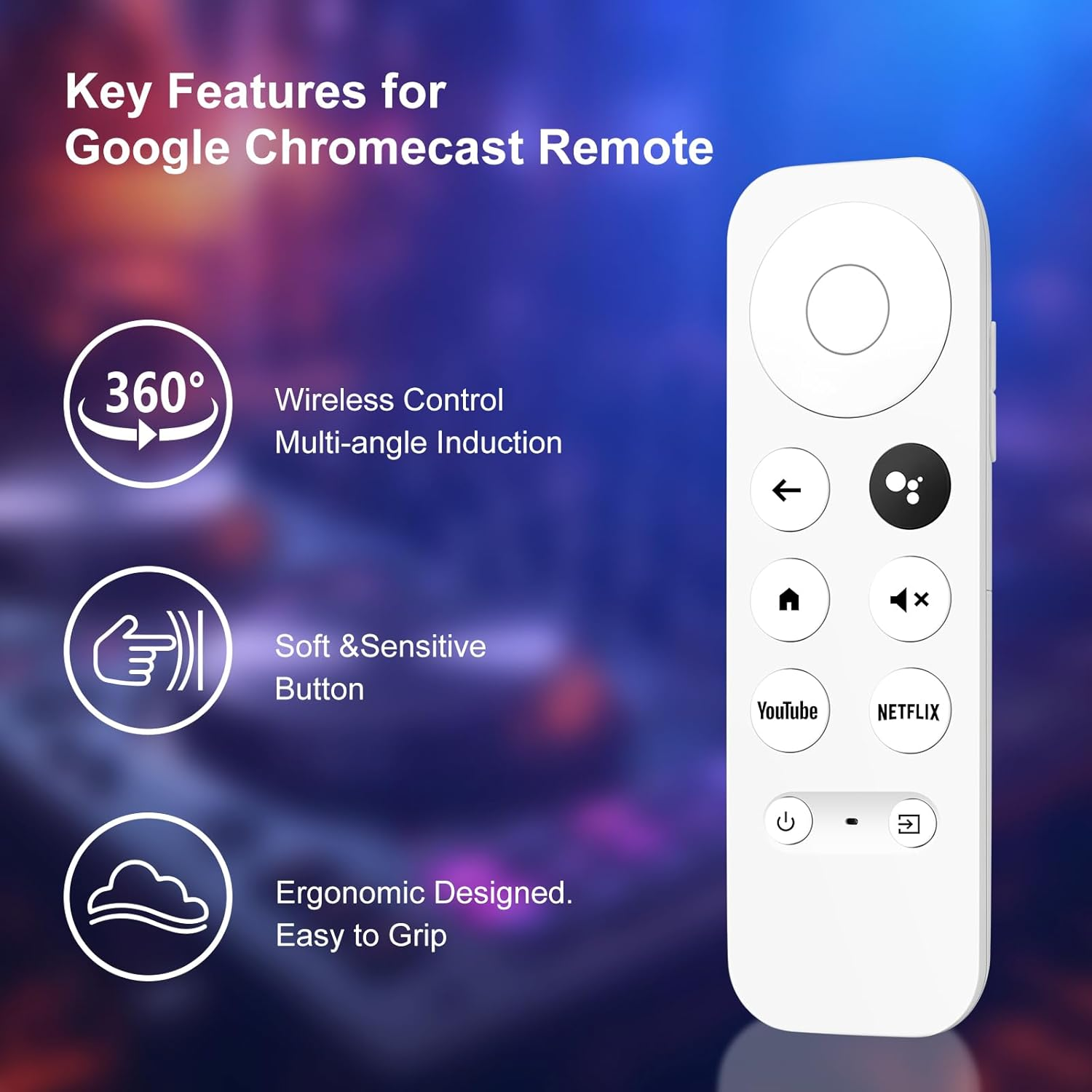 Voice Remote for Google Chromecast TV, G9N9N Replacement Remote Control for Google TV Google 4K HD Streaming Stick, GA01920-US, GA01409-US, GA01923-US, Ga01919-Us(Only for Snow Chromecast Google) image number 1