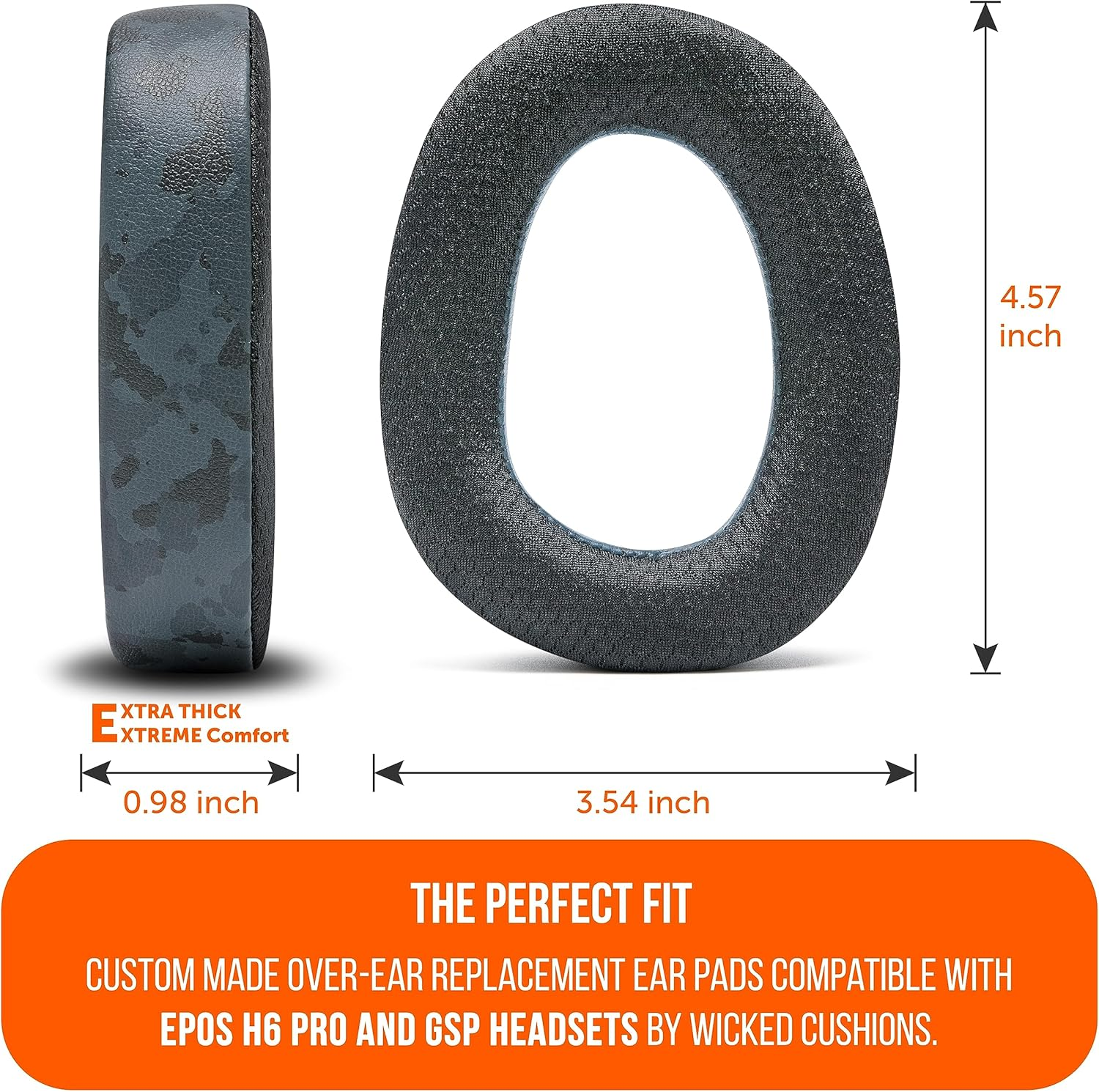 WC Freeze EPOS H6 Pro - Cooling Gel Earpads for EPOS H6 Pro/Sennheiser GSP 600 / GSP500 / GSP550 / GSP670, Made by Wicked Cushions - Enhance Comfort, Durability, Thickness | Black Camo