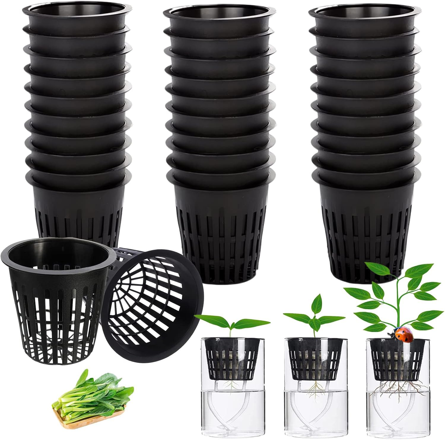 100 Pack Garden Slotted Mesh Net Cups, 2" round Hydroponic Net Pots Cups, Wide Lip Bucket Basket for Hydroponics for Hydroponics & Aquaponics, Indoor and Outdoor Plant Growth, Multi-Purpose image number 5