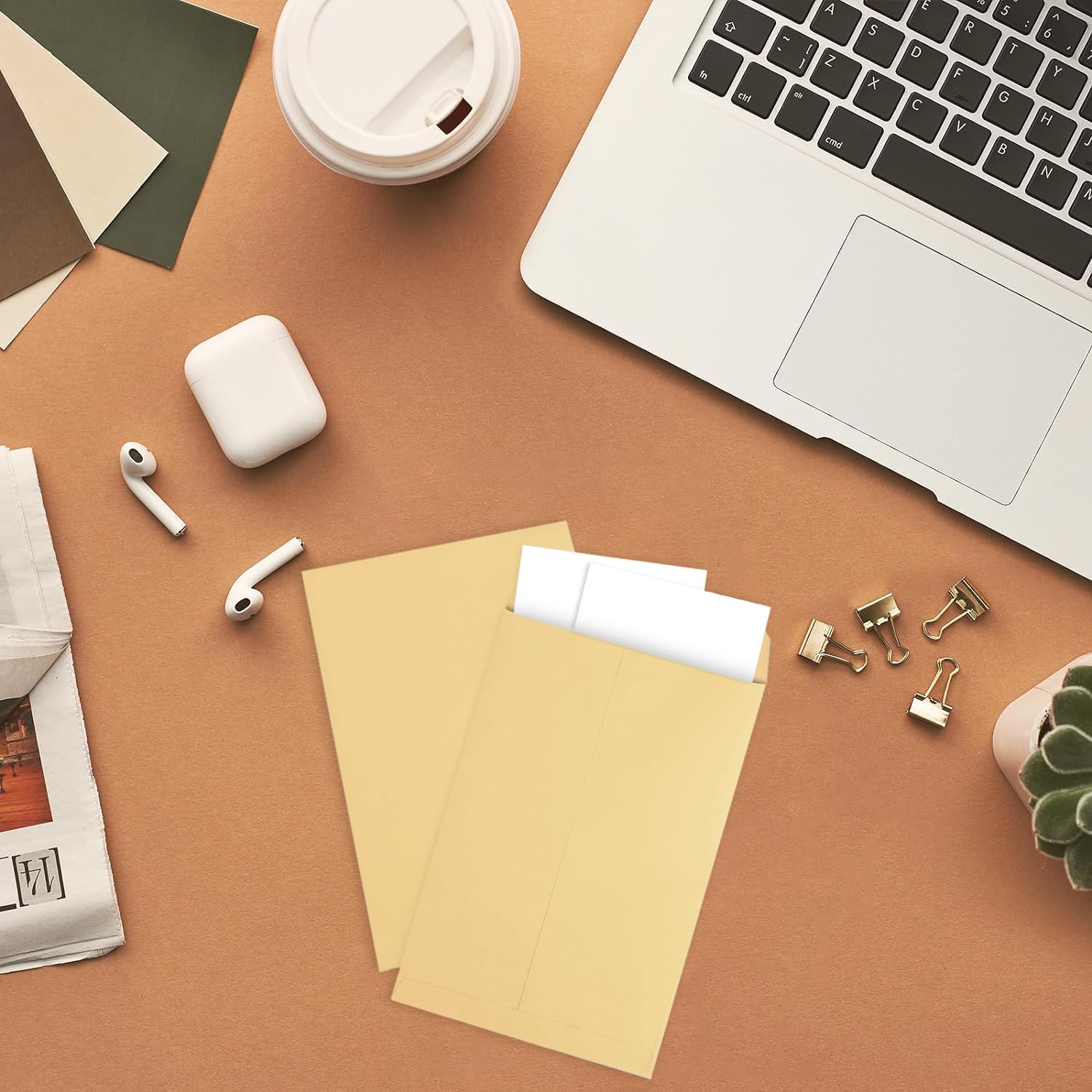 Funcyboo 200 PCS #1 Coin Envelopes Kraft Envelopes, 6.5 X 3.9 Inch Small Parts Envelope Seed Envelop for Seed Coins Cash Credit Cards image number 1