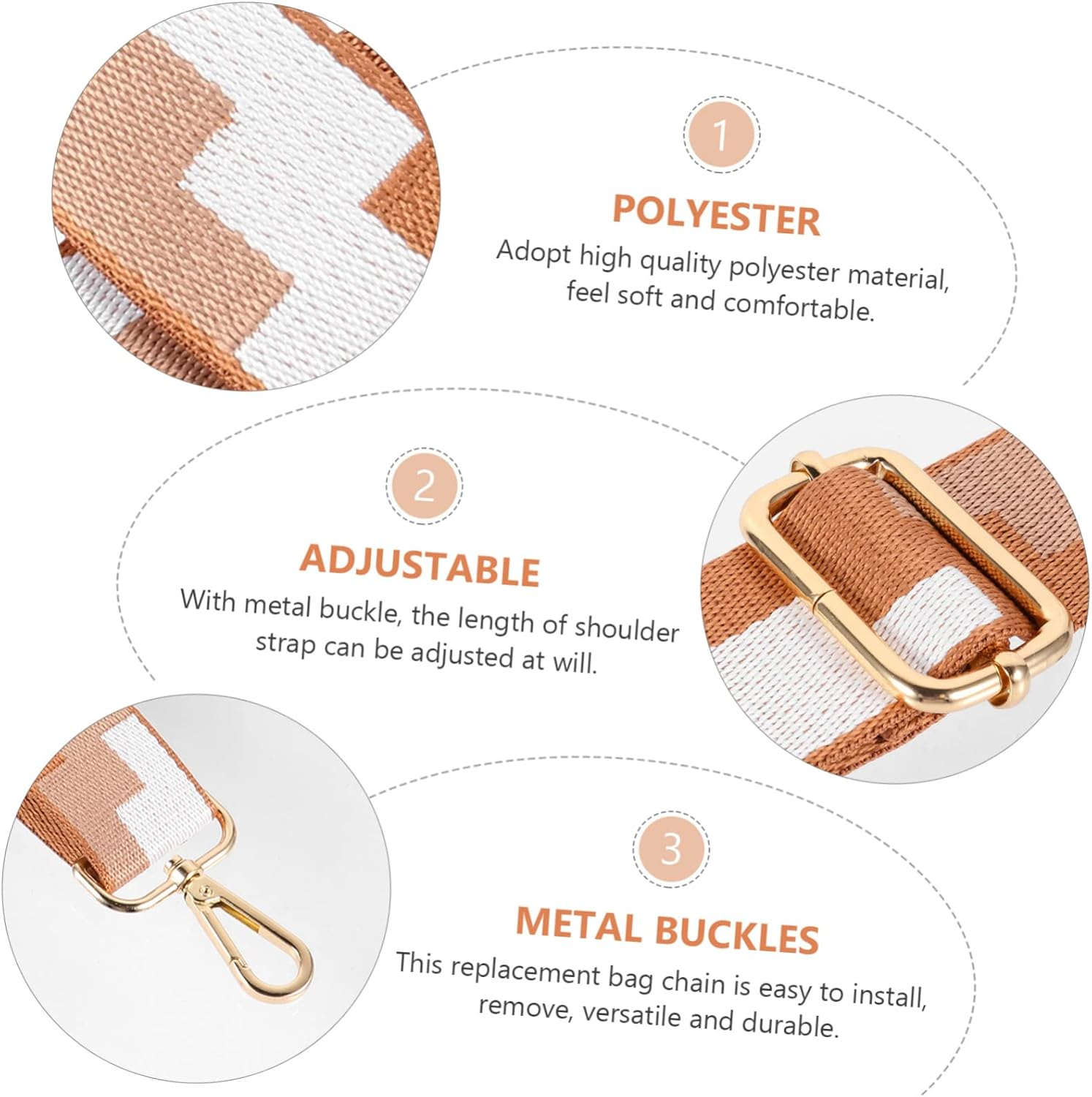 IWOWHERO Stylish Shoulder Bag Strap Bag Handles DIY Replacement Purse Handle Handbag Belt image number 2