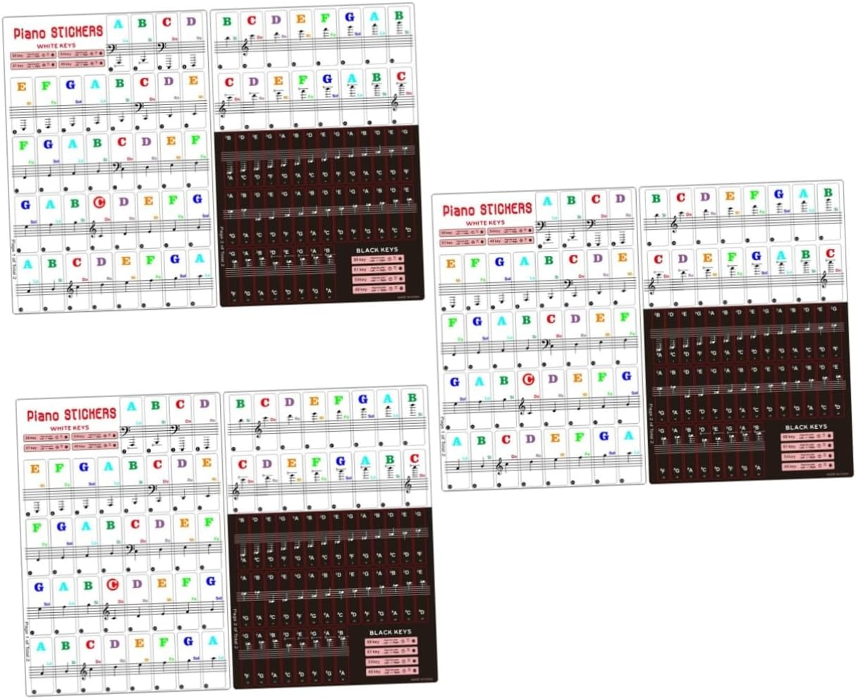 4 Sets Piano Replacement Piano Stickers for Beginners Piano Chord Stickers Electronic Keyboard Sticker Keyboard Letter Stickers Electronic Organ Sticker Hand Roll Staff Child