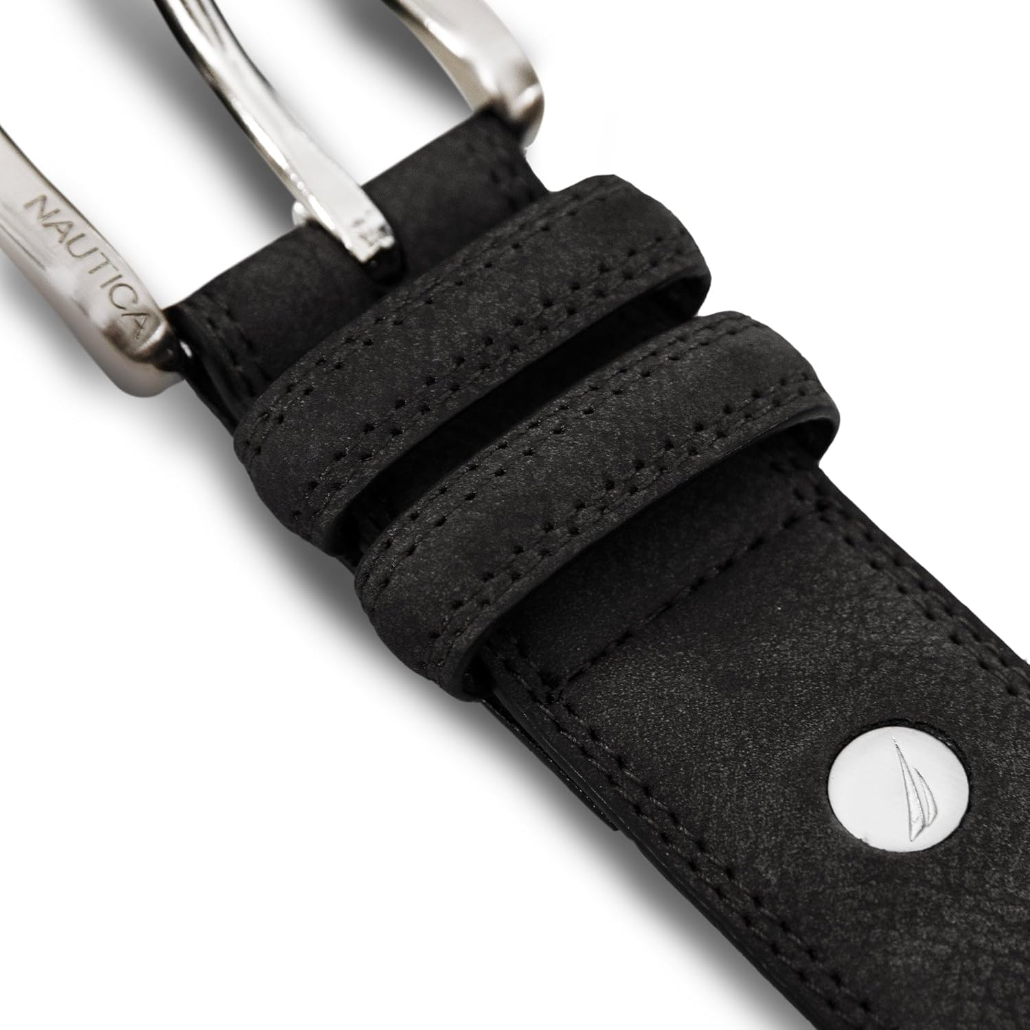 Nautica Men'S Casual Padded Leather Belt with Signature Ornament image number 3