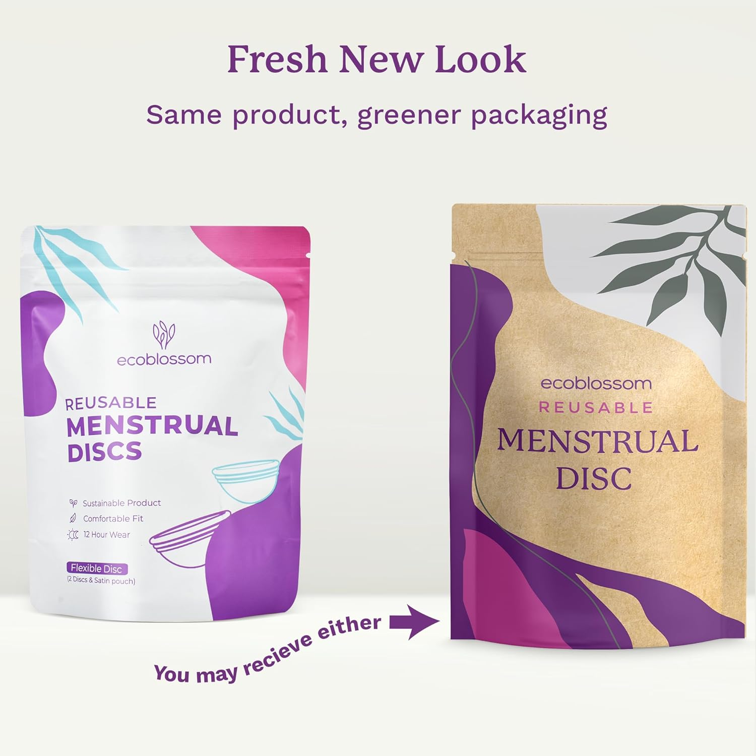 Ecoblossom Reusable Menstrual Disc - Menstrual Cup - Soft Period Disc for Women Designed with Flexible, Medical-Grade Silicone Period Cup (Regular, Rose & Teal) - Regular (Rose  Cyan) image number 4