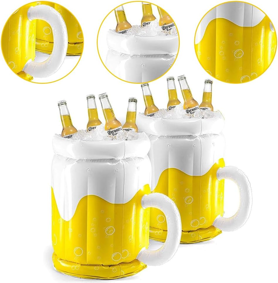 2Pcs Inflated Beer Cooler, Inflatable Ice Bucket,Cold Drink Container,Portable Drinks Chiller, Collapsible Thermos Barrel, Ice Refrigeration Box,For Camping, Party, Travel image number 5