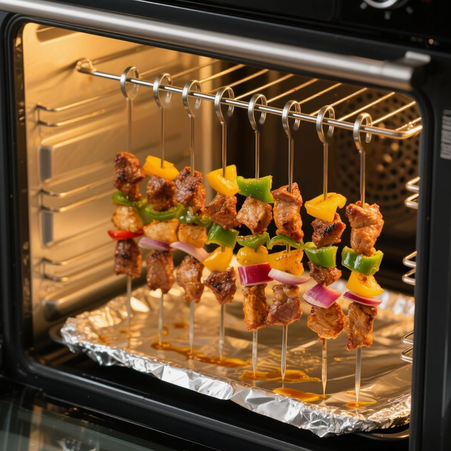 30 Pcs BBQ Metal Skewers Stainless Steel, Food-Grade 30Cm and 20Cm Reusable Kebab Skewers for Air Fryer Grilling, Oven, and BBQ