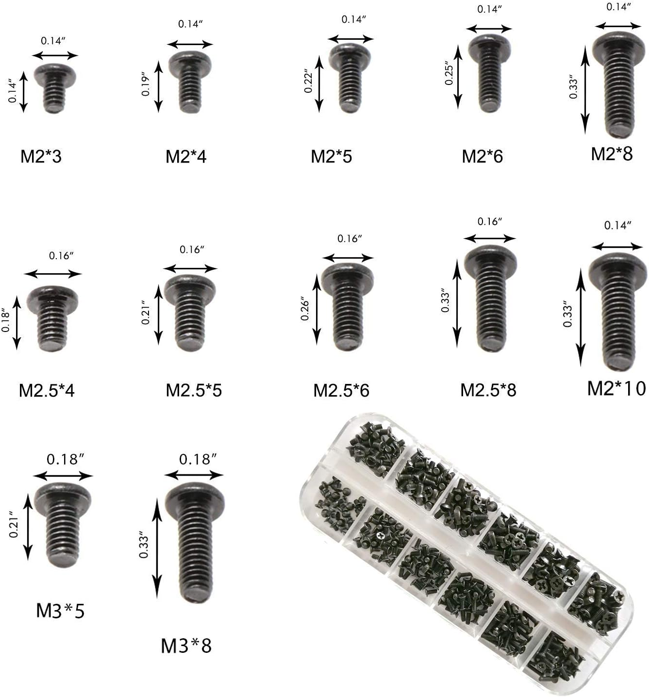 Easycargo 240Pcs 12 Sizes Laptop Screws Kit, Notebook Computer Replacement Screws Assortment Kit,M2 M2.5 M3, for Lenovo Toshiba Gateway Samsung HP IBM Dell Sony Acer Asus SSD Hard Disk SATA SSD M.2 image number 1