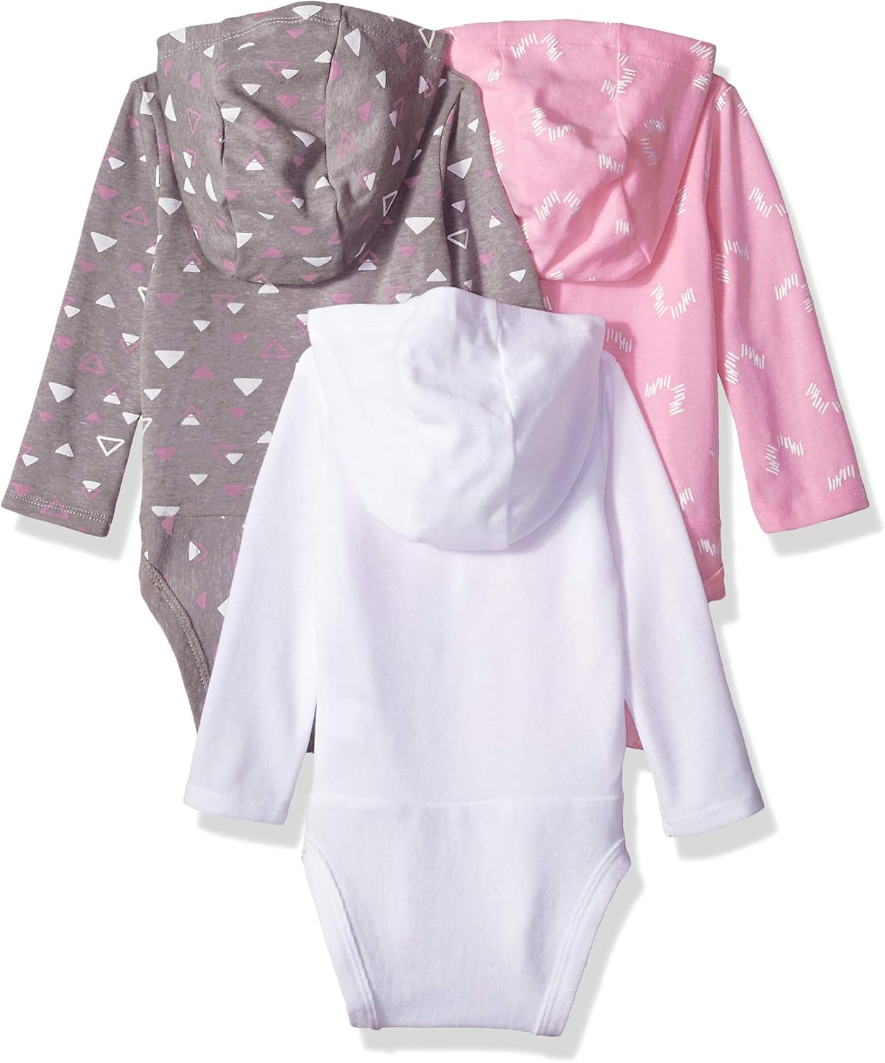 Hanes Unisex-Baby Hanes Baby Bodysuits, Ultimate Baby Flexy Hoodie Long Sleeve Bodysuit, Babies and Toddlers, 3-Pack image number 4