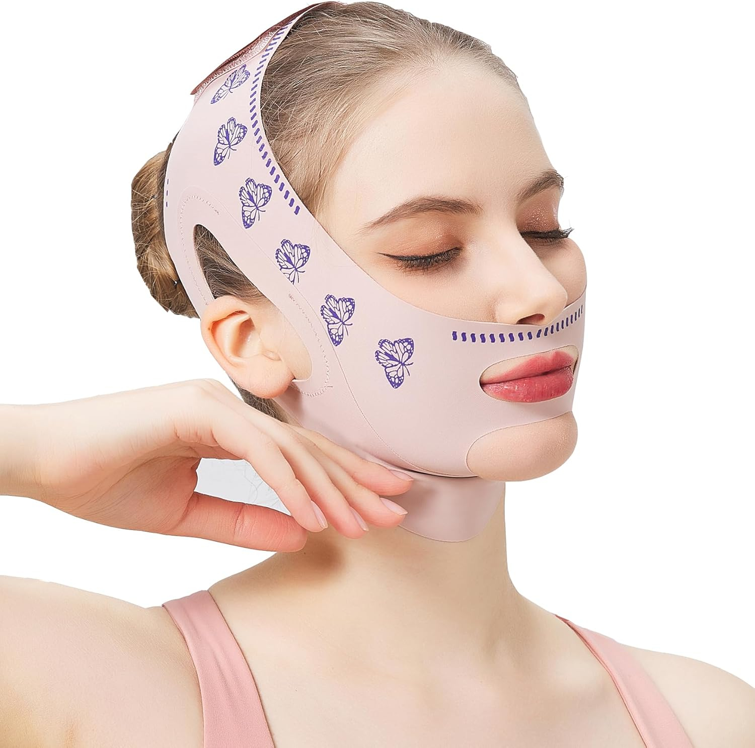 MASIKA Double Chin Reducer， Double Chin Eliminator ，V Line Lifting Mask,Chin Lift，Chin Wrap，Womenfacial Lifting Strap。, Butterfly image number 6