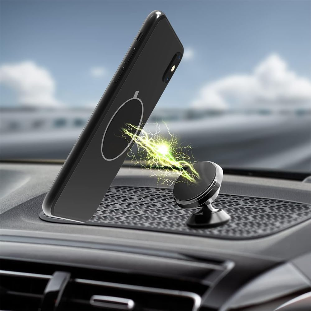 6-Pack Metal Plate for Magnetic Phone Mount - 3 Rectangle & 3 round Adhesive Plates, Compatible with Magnetic Car Holders & Cradles, Durable Black Steel Backing