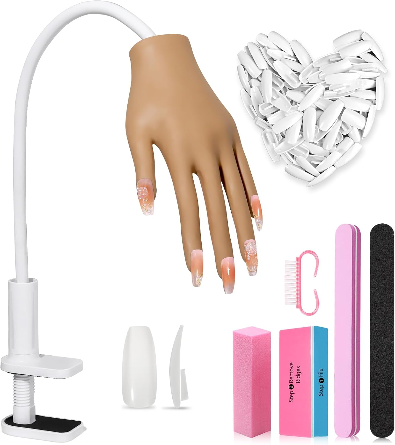 Adonafy Practice Hand for Acrylic Nails - Silicone Nail Practice Hand - Flexible Nail Hand Practice Model for Professional Beginners - Bendable Fake Hand for Salons Home DIY Nail Art image number 4