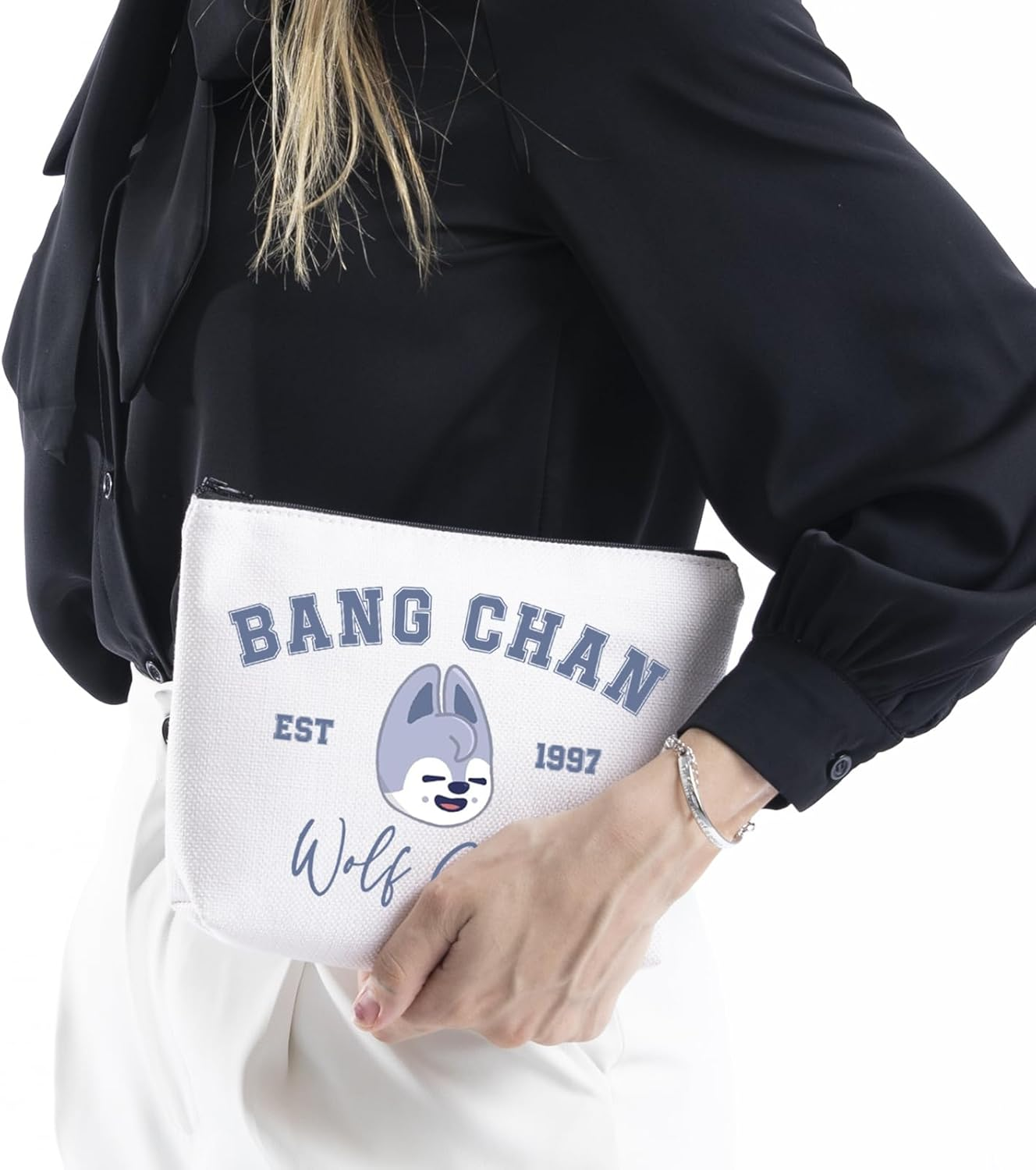 Korean Pop Gift K-Pop Group Merch Kpop Boys Group Est 1997 Wolf Chan Makeup Bag K-Pop Music Lover Gift, Wolf Chan Bag Eu, Cosmetic Bag with Printing image number 5