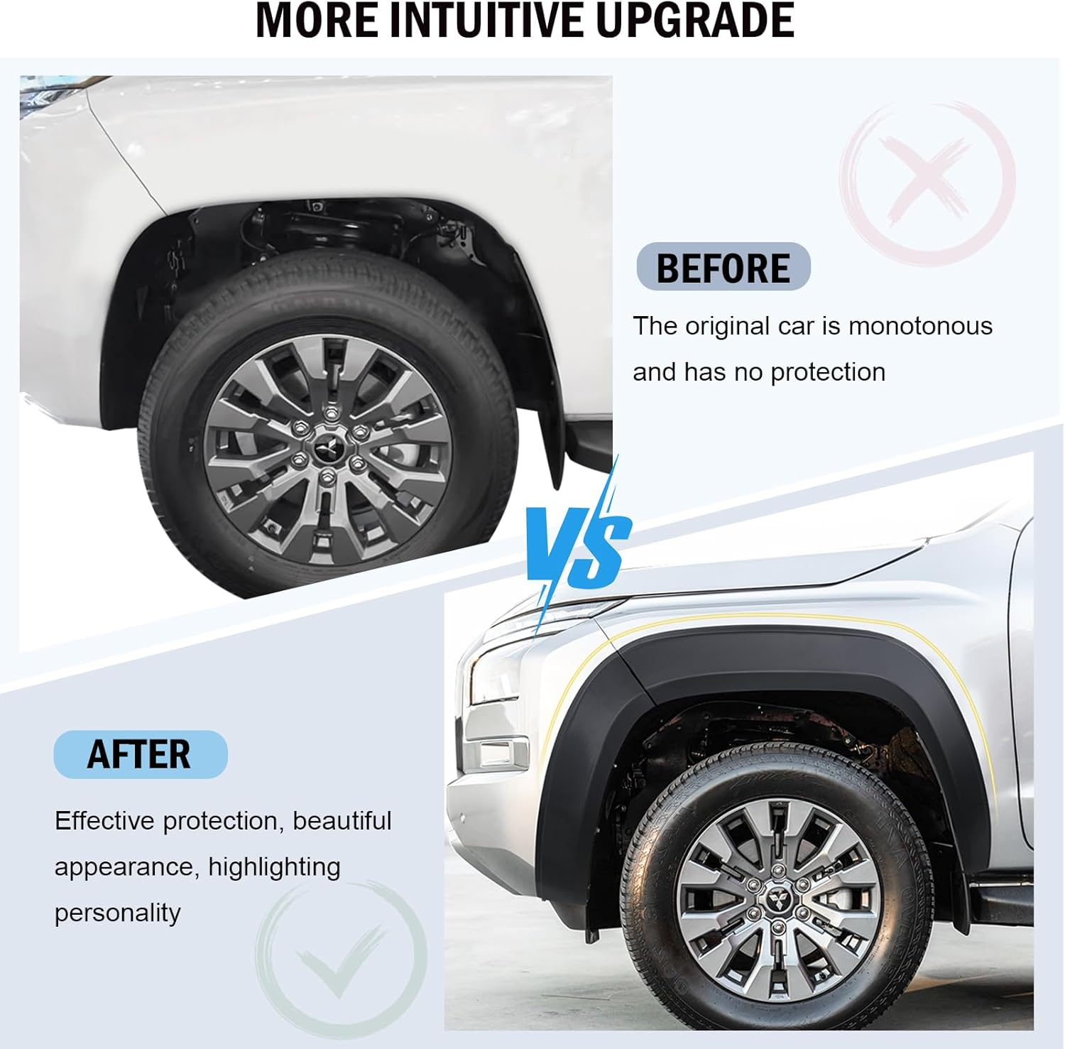 For Mitsubishi Triton MV 2024 2025 Accessories Fender Flares Wheel Arches Guard Protector Cover 43MM Extra Wide Body Kit Wheel Brow, Matte Black 6Pcs/Set image number 6