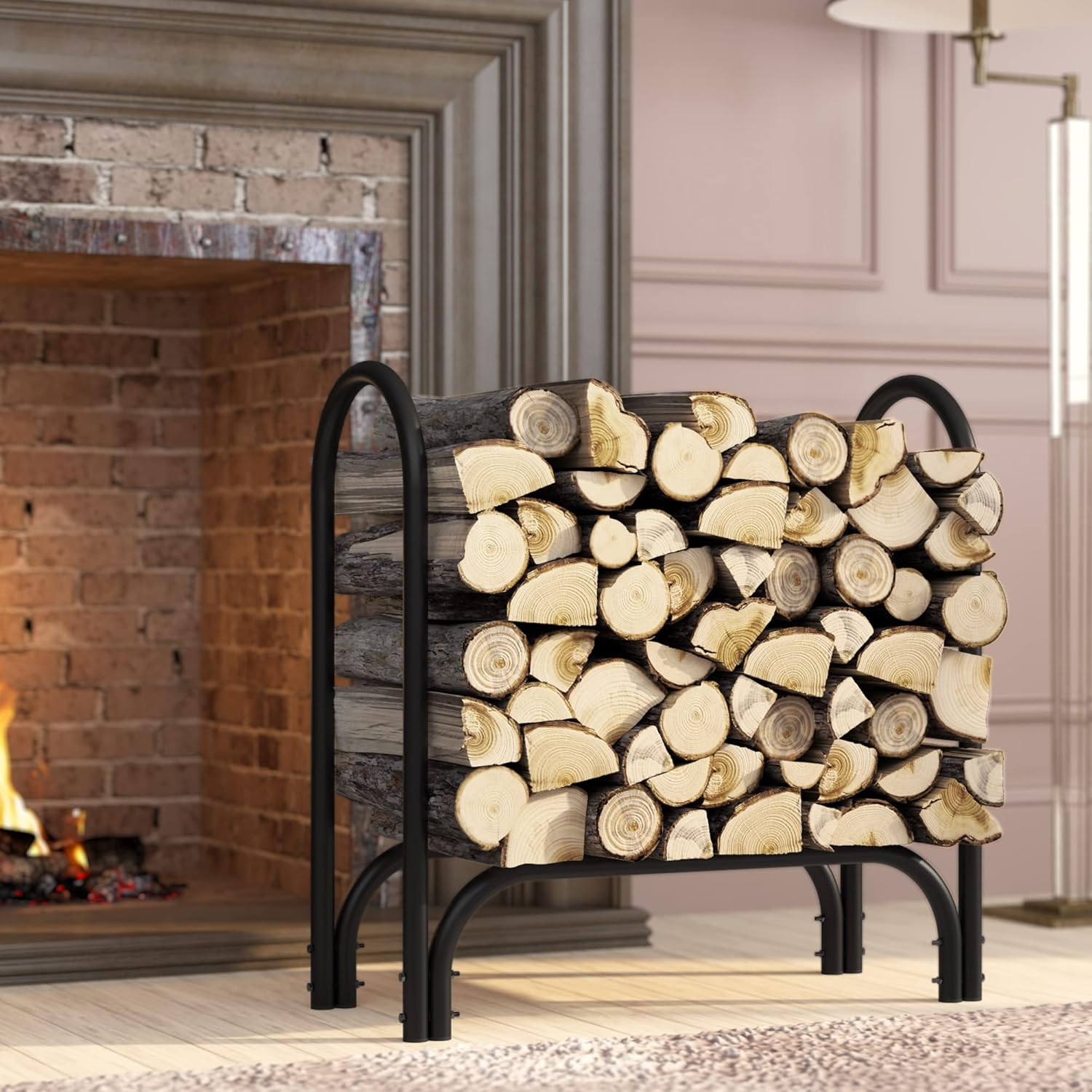 Fire Beauty Firewood Rack Log Holder,Log Storage Holder,Storage Rack,Firewood Stacker for Fireplace Indoor Outdoor(Middle) image number 2